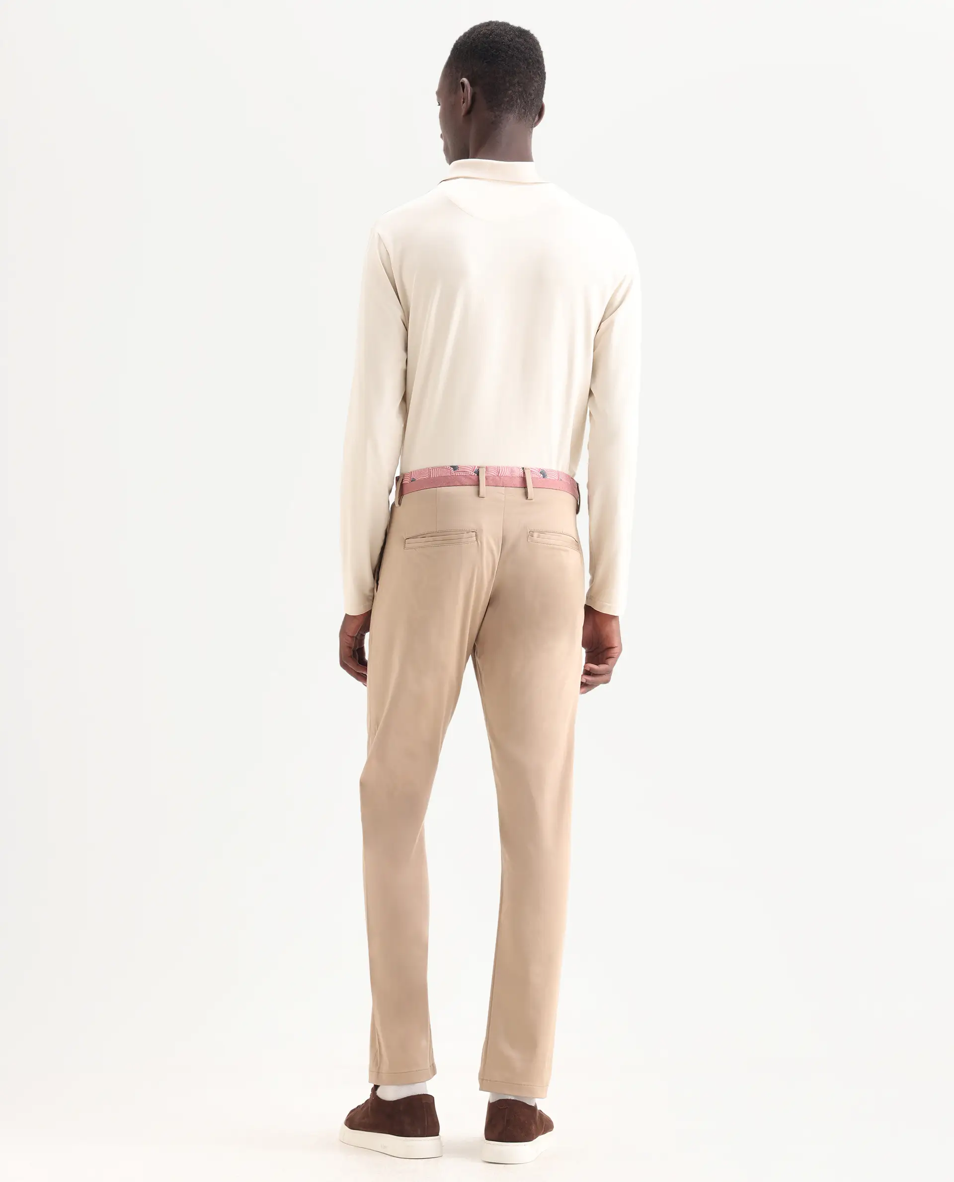Rare Rabbit Men's Daron Beige Cotton Plain Regular Fit Trouser - Image 9