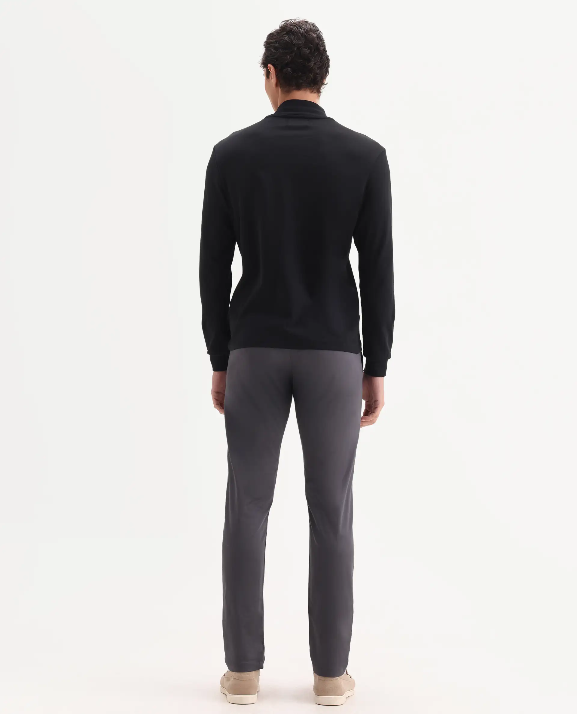 Rare Rabbit Men's Daron Grey Cotton Plain Regular Fit Trouser - Image 8