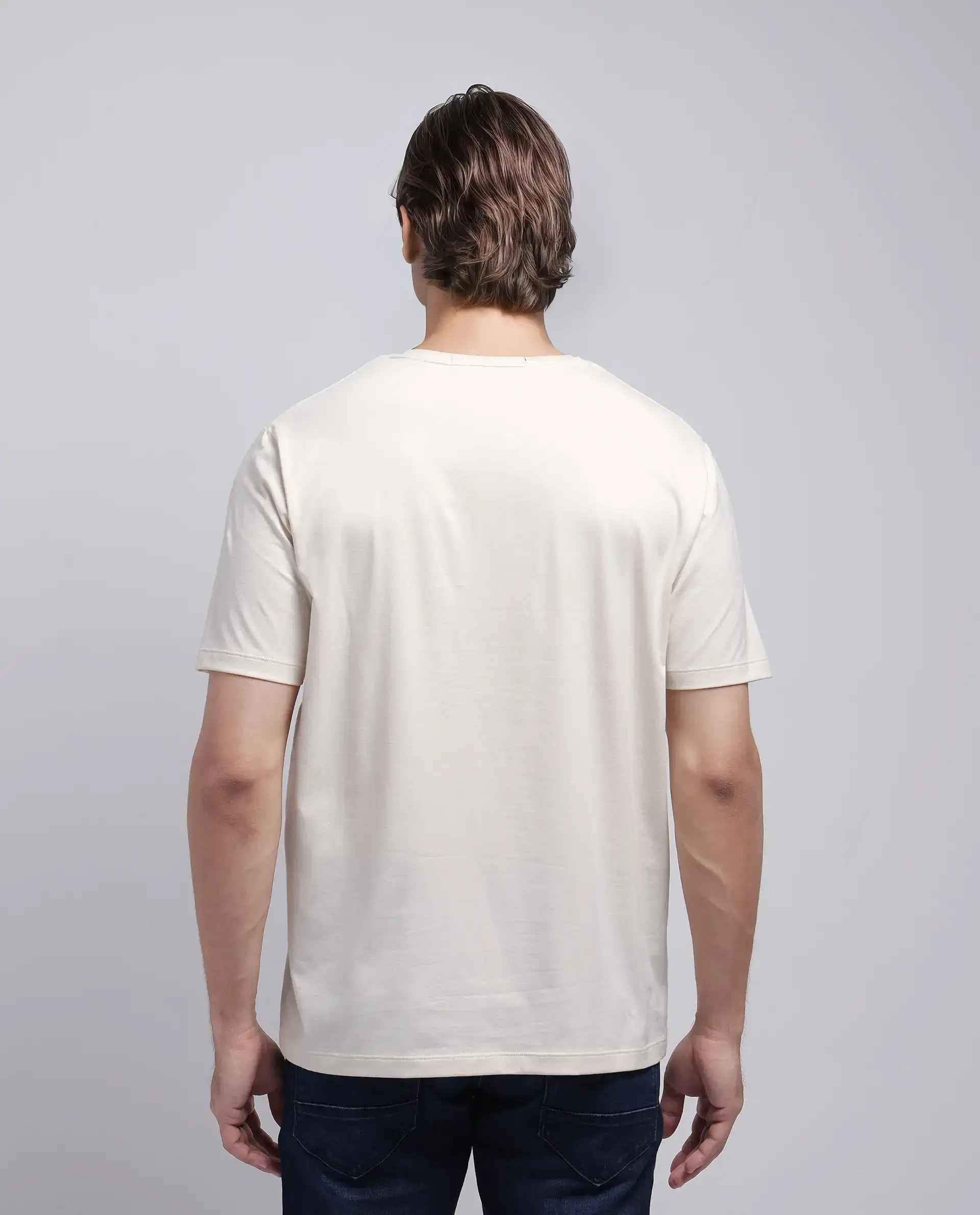 Rare Rabbit Men's Dart Beige Cotton Blend Graphic Print Regular Fit Half Sleeve Crew Neck T-Shirt - Image 4