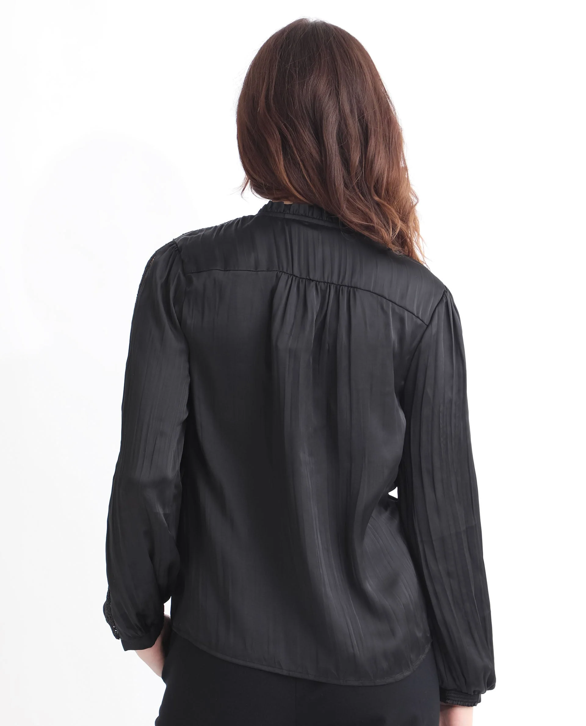Rareism Women's Darte Black Polyester Sweetheart Neck Plain Cuffed Sleeve Regular Fit Top - Image 9