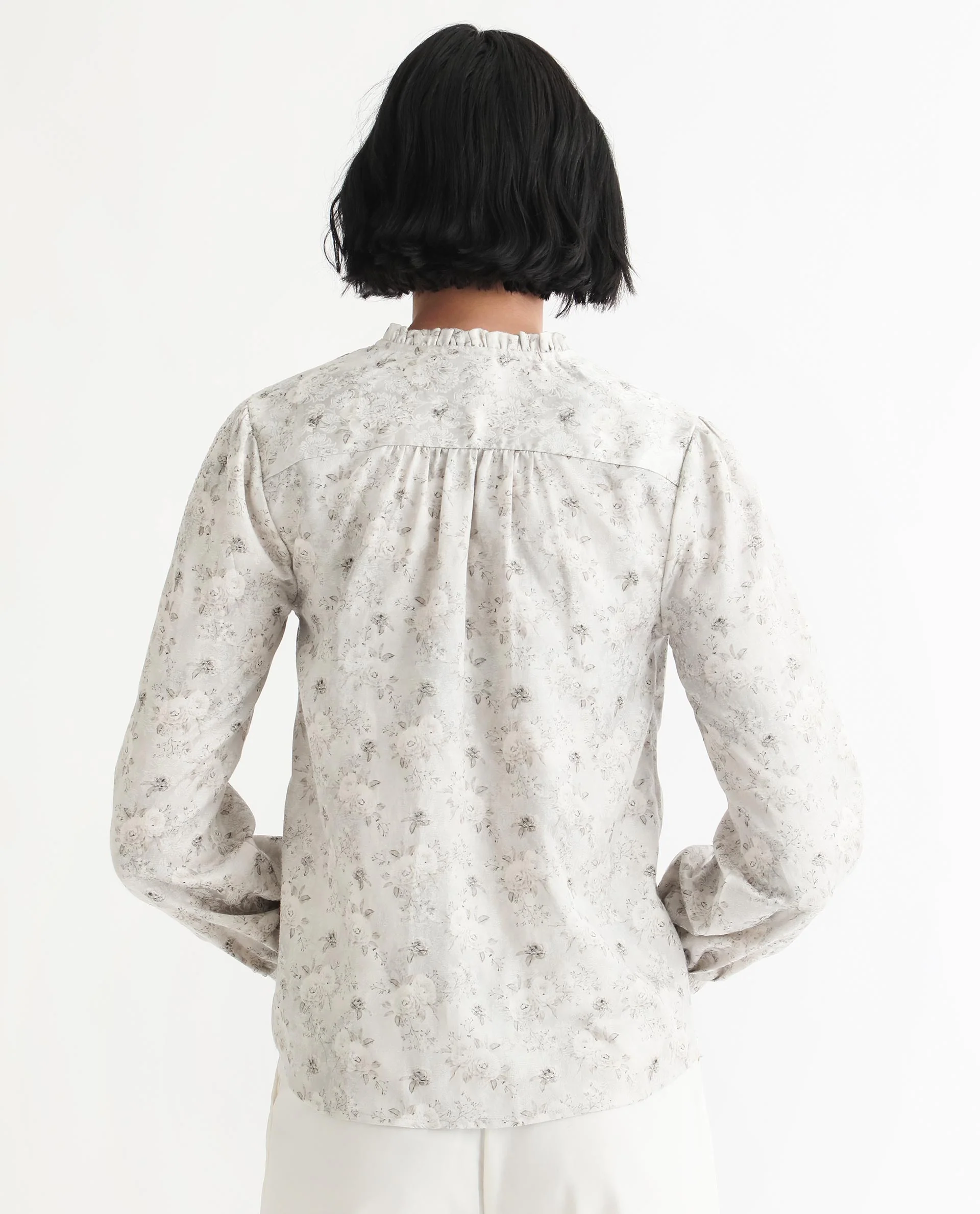 Rareism Women's Darte Dusky Beige Polyester Sweetheart Neck Floral Print Puff Sleeves Regular Fit Top - Image 6