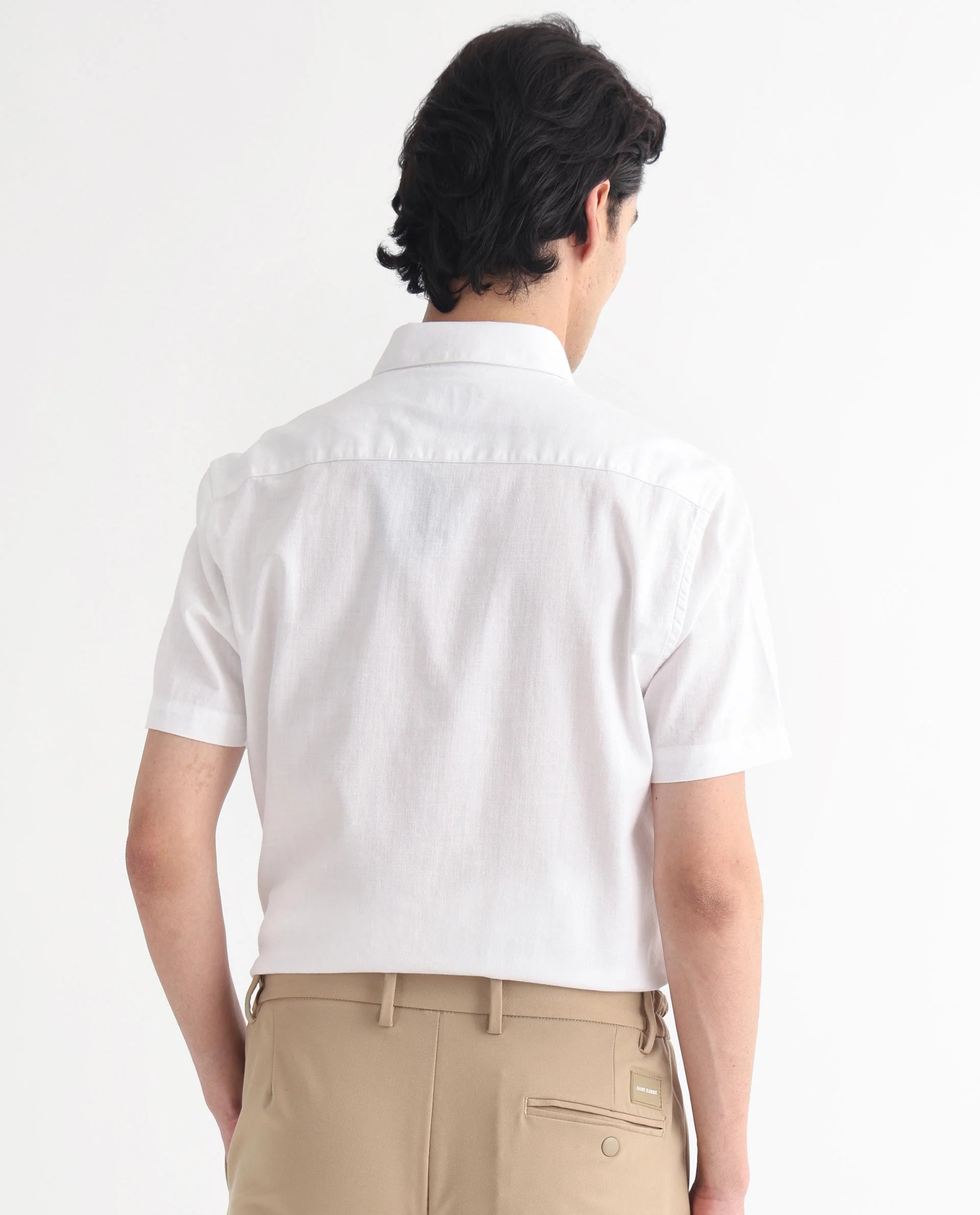 Rare Rabbit Men's Darwin White Cotton Plain Regular Fit Half Sleeve Spread Collar Shirt - Image 9