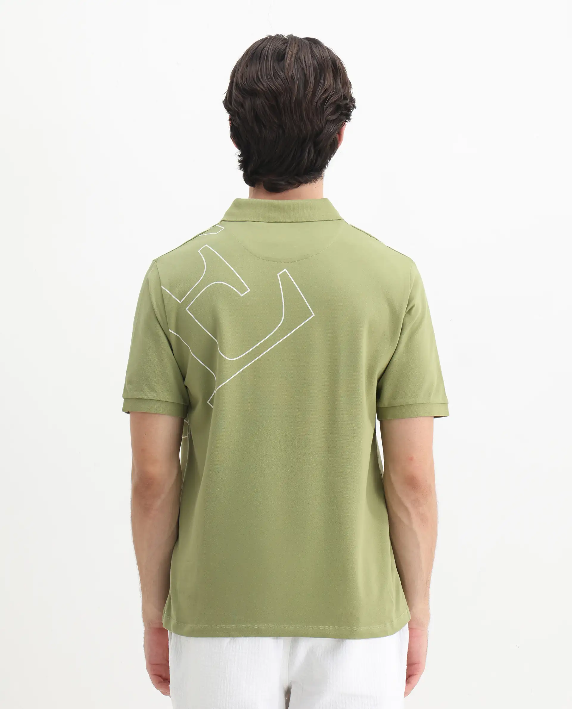 Rare Rabbit Men's Daryl Olive Cotton Plain Regular Fit Half Sleeve Polo - Image 9
