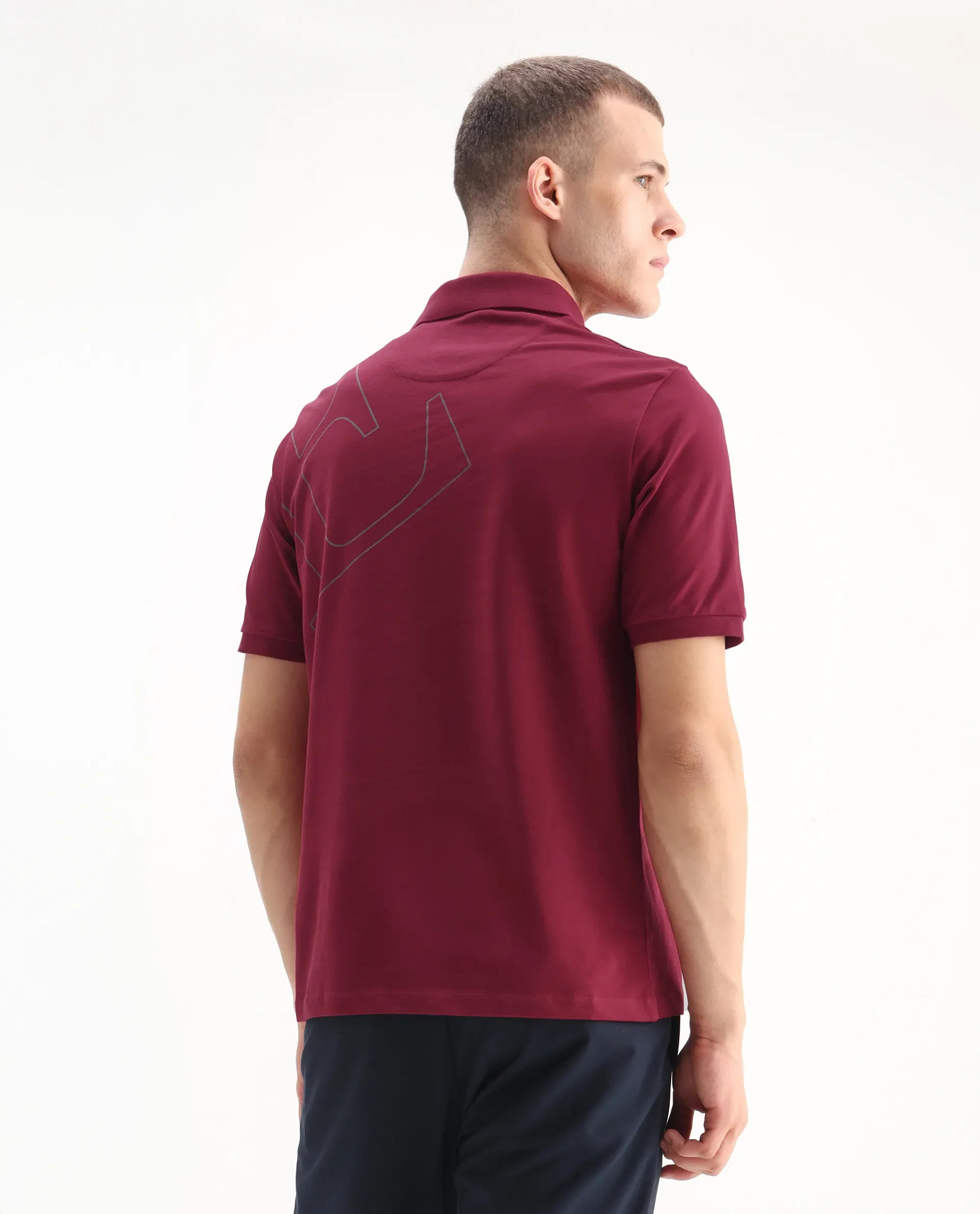 Rare Rabbit Men's Daryl Red Cotton Graphic Print Regular Fit Half Sleeve Polo - Image 7