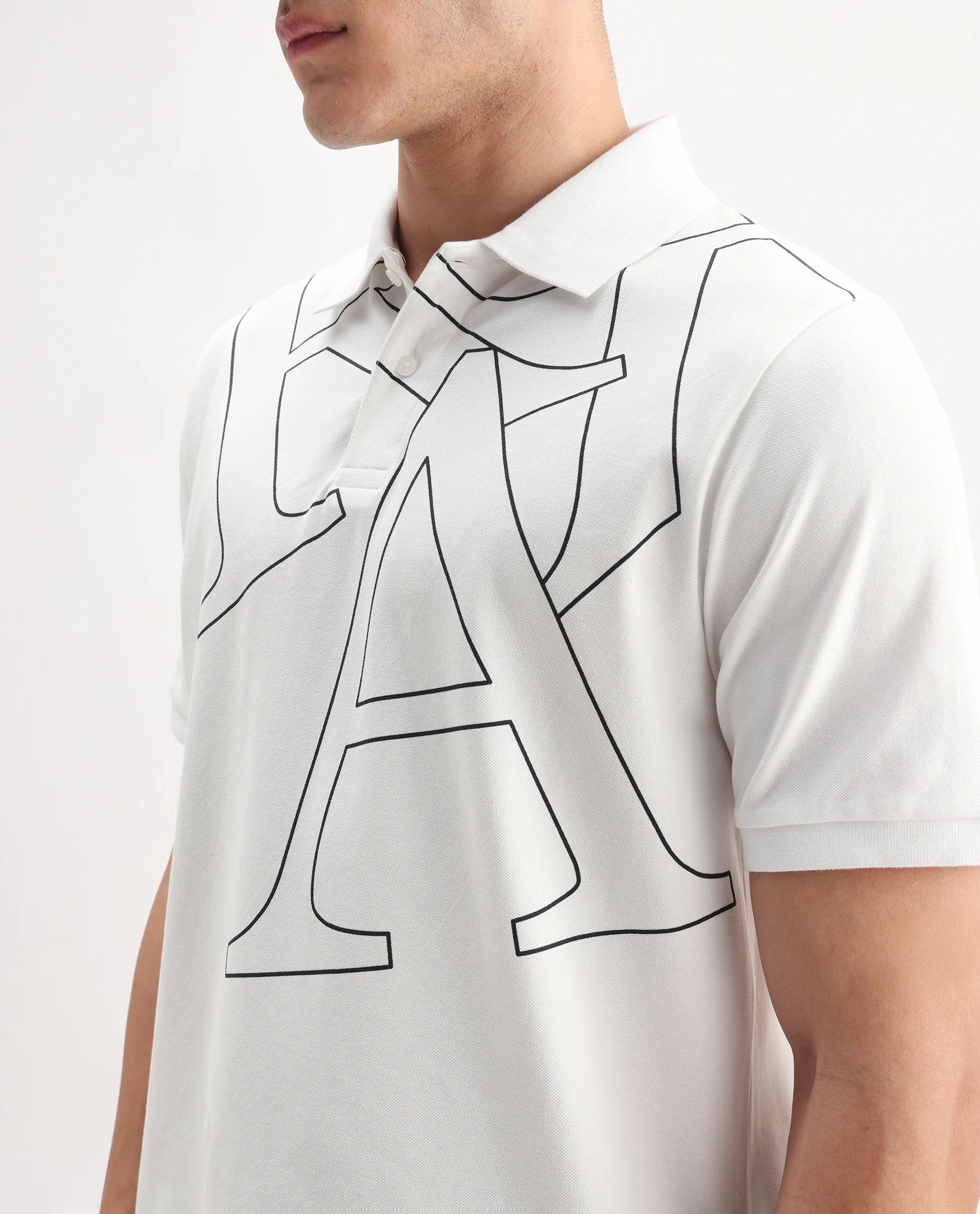 Rare Rabbit Men's Daryl White Cotton Plain Regular Fit Half Sleeve Polo - Image 4