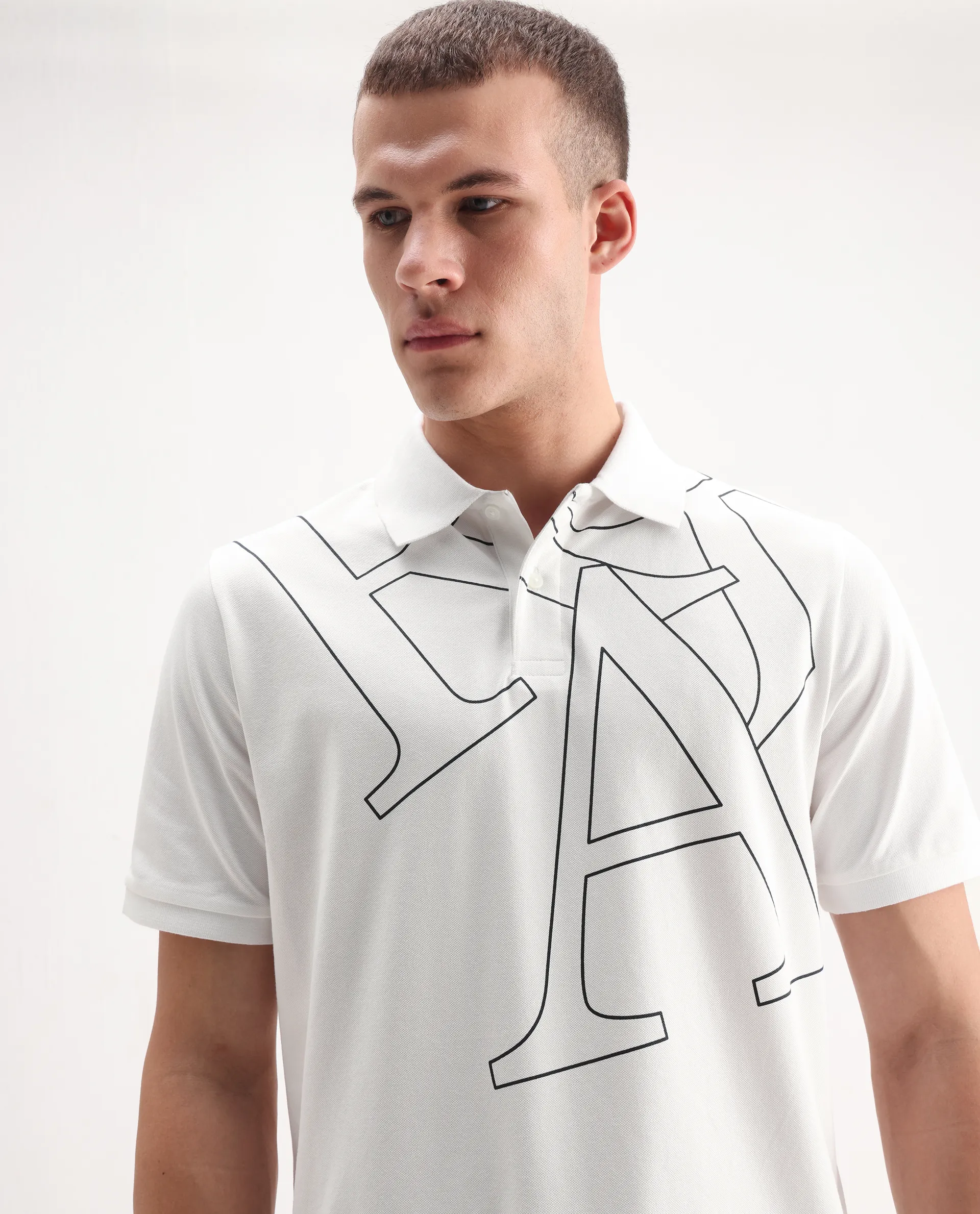 Rare Rabbit Men's Daryl White Cotton Plain Regular Fit Half Sleeve Polo - Image 5