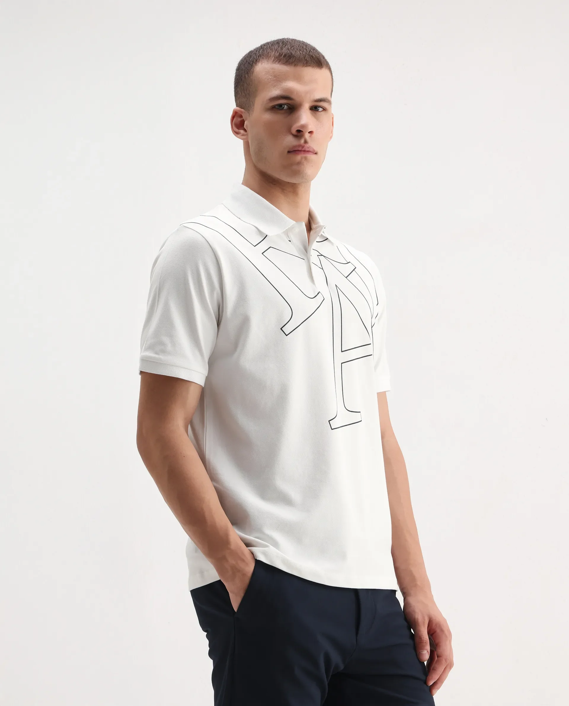 Rare Rabbit Men's Daryl White Cotton Plain Regular Fit Half Sleeve Polo - Image 7