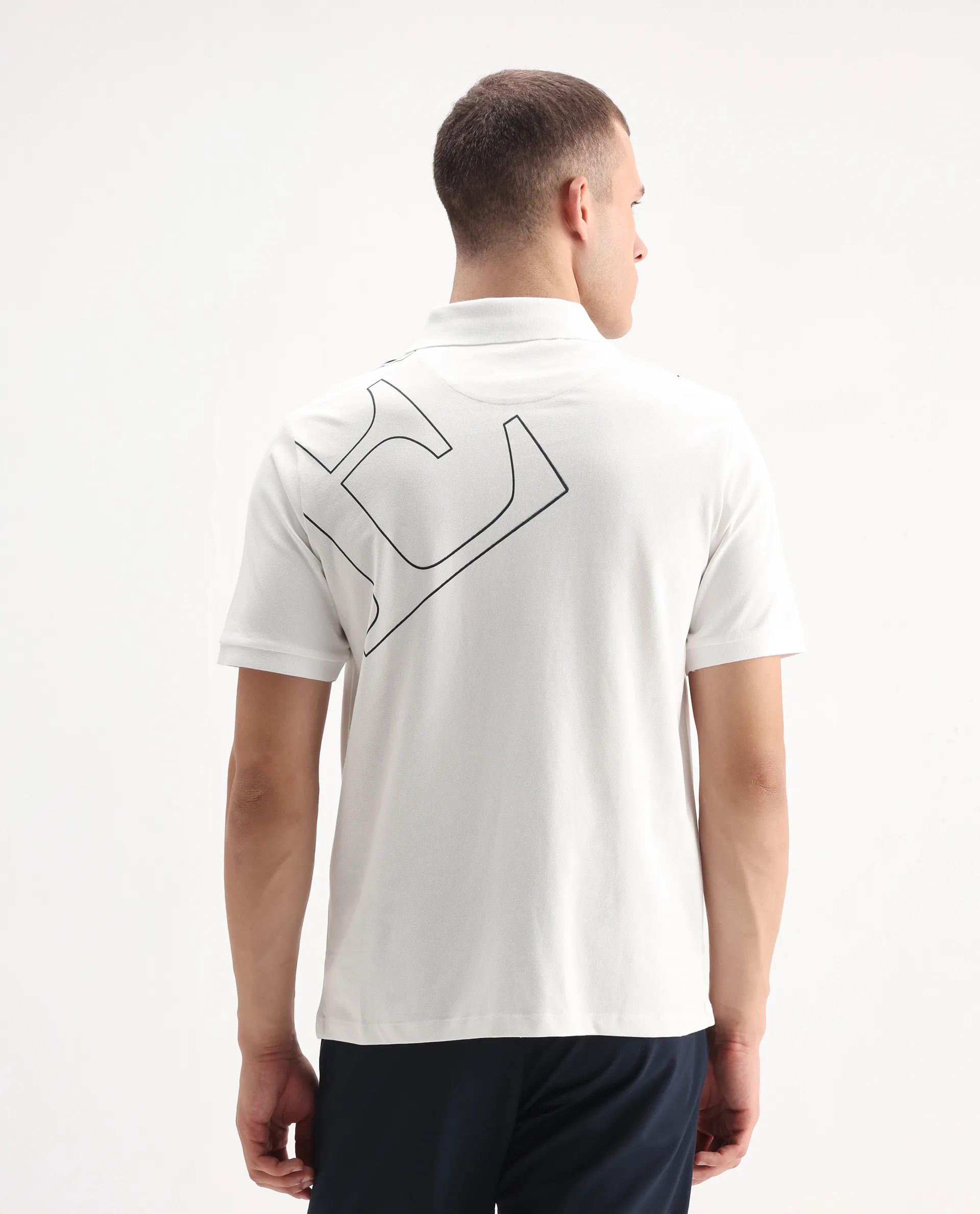 Rare Rabbit Men's Daryl White Cotton Plain Regular Fit Half Sleeve Polo - Image 8