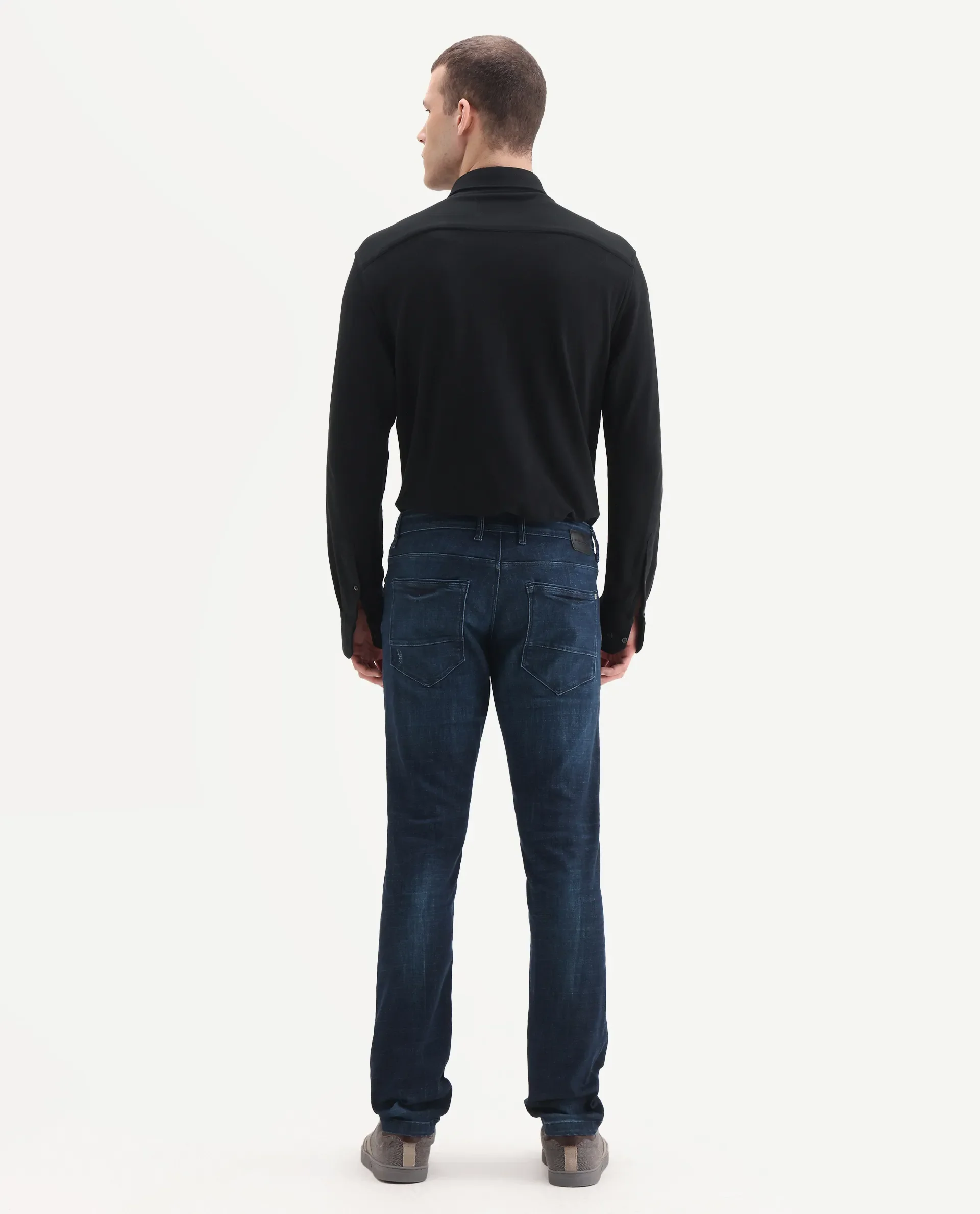 Rare Rabbit Men's David-3 Blue Cotton Plain Hawk Slim Fit Jeans - Image 8