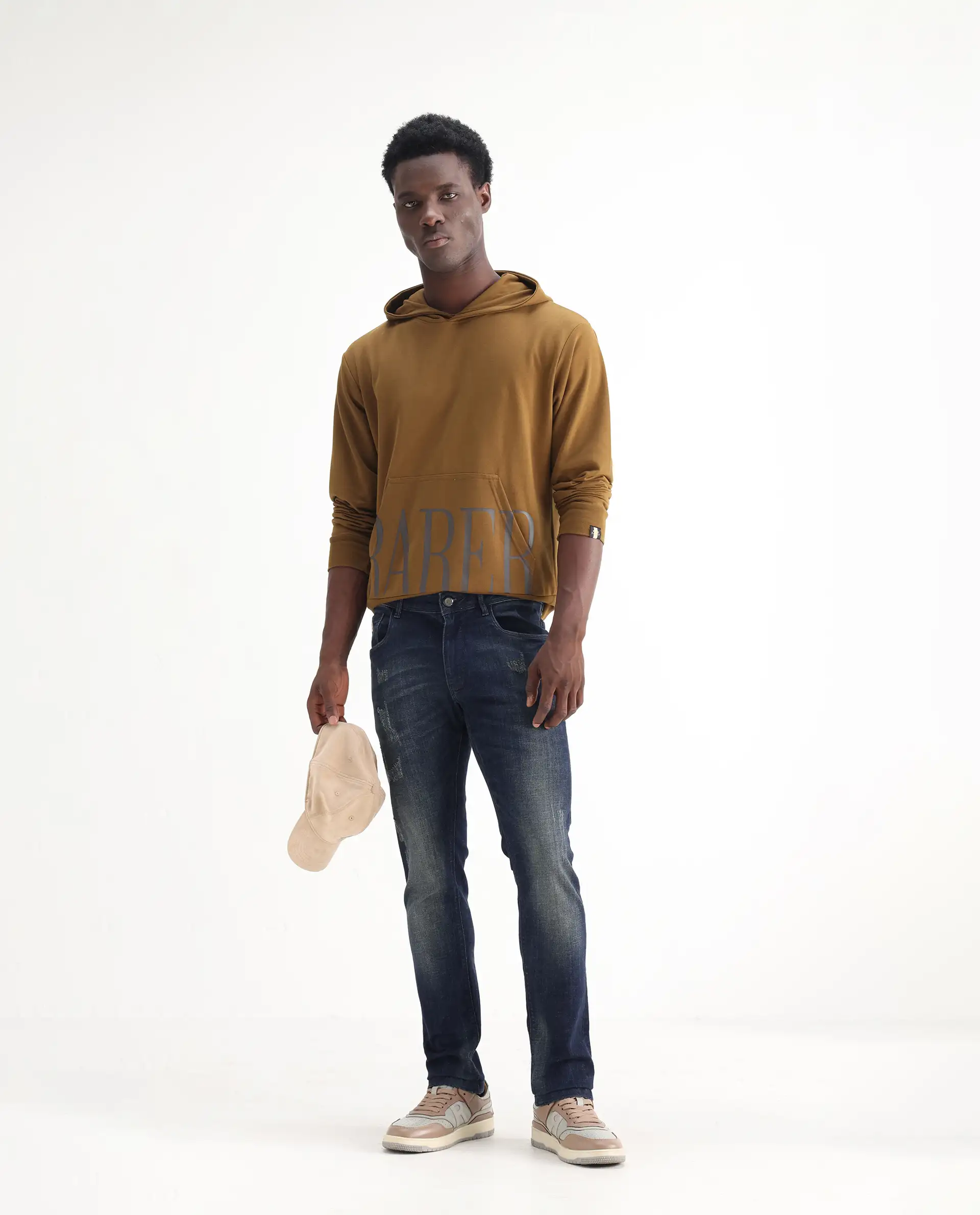 Rare Rabbit Men's David 4 Blue Cotton Plain Hawk Slim Fit Jeans