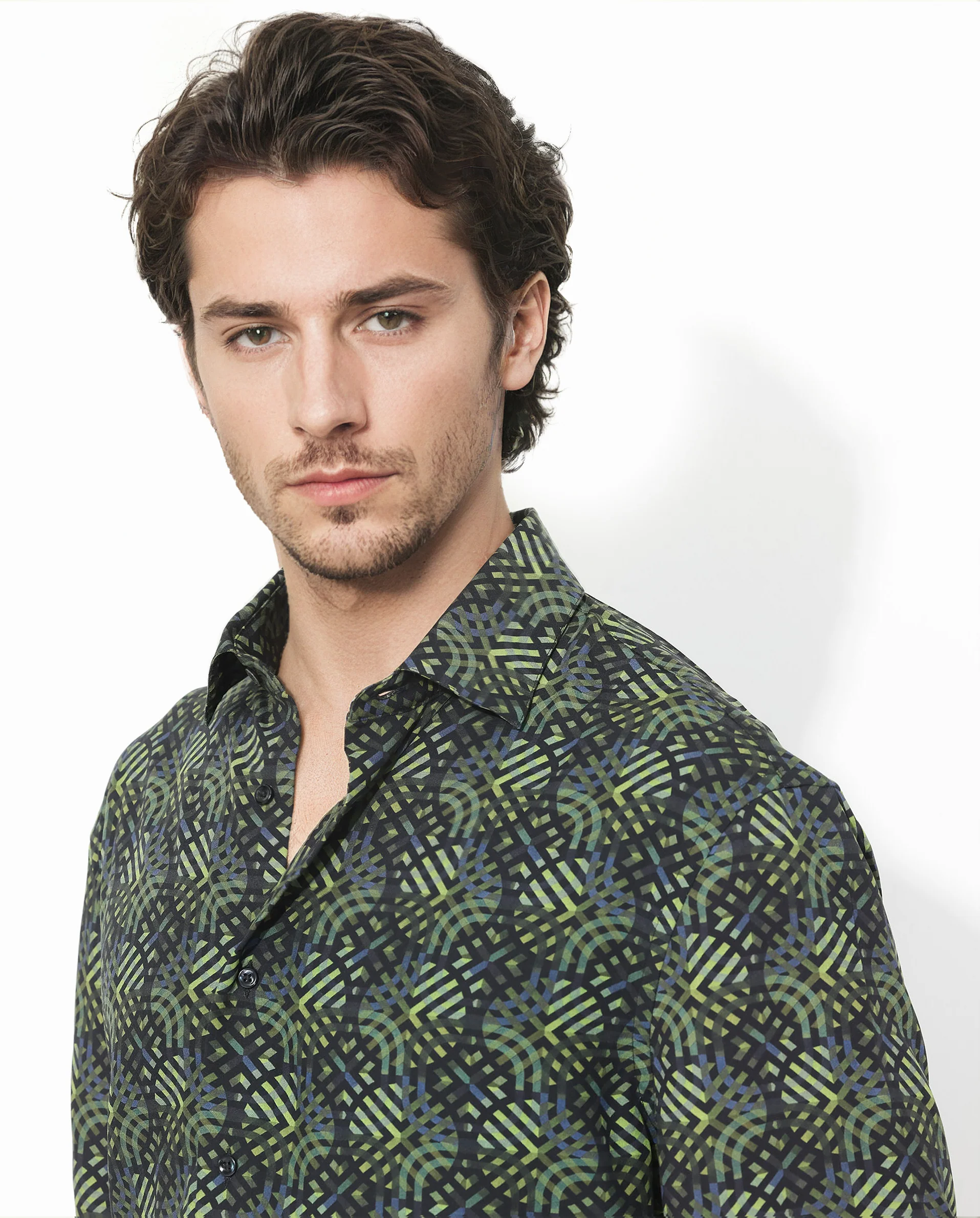 Rare Rabbit Men's Deaton Black Viscose Geometric Print Regular Fit Half Sleeve Collared Shirt - Image 4