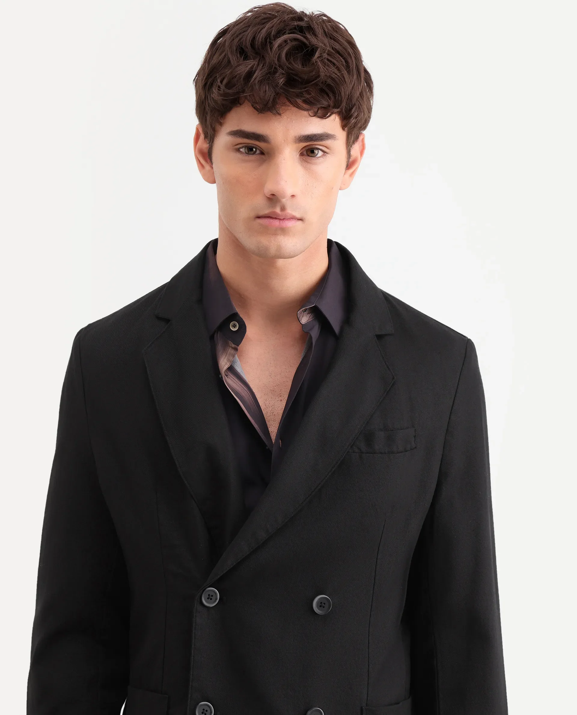 Rare Rabbit Men's Deb Black Linen Blend Fabric Lapel Neck Tailored Fit Plain Blazer - Image 3