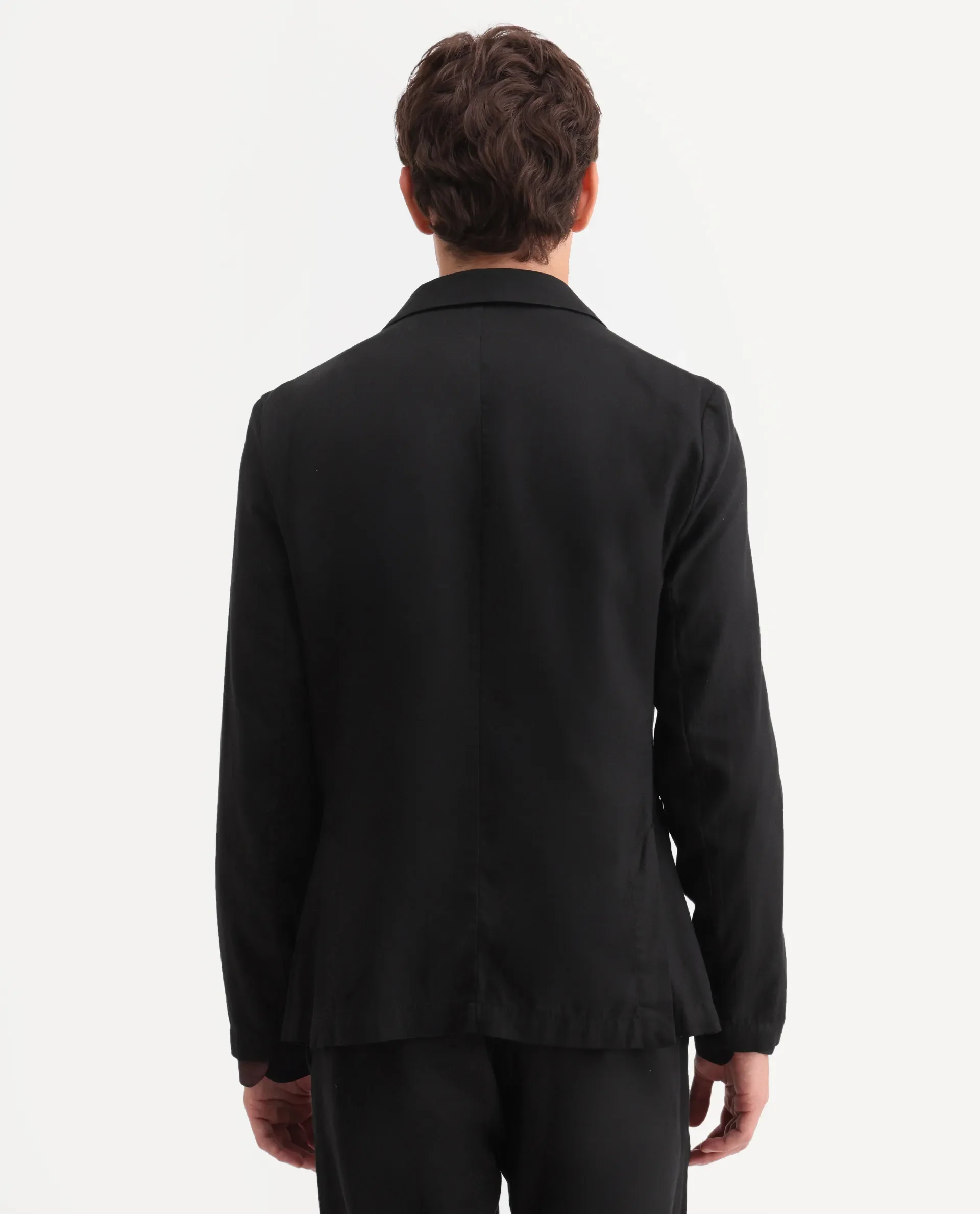 Rare Rabbit Men's Deb Black Linen Blend Fabric Lapel Neck Tailored Fit Plain Blazer - Image 7