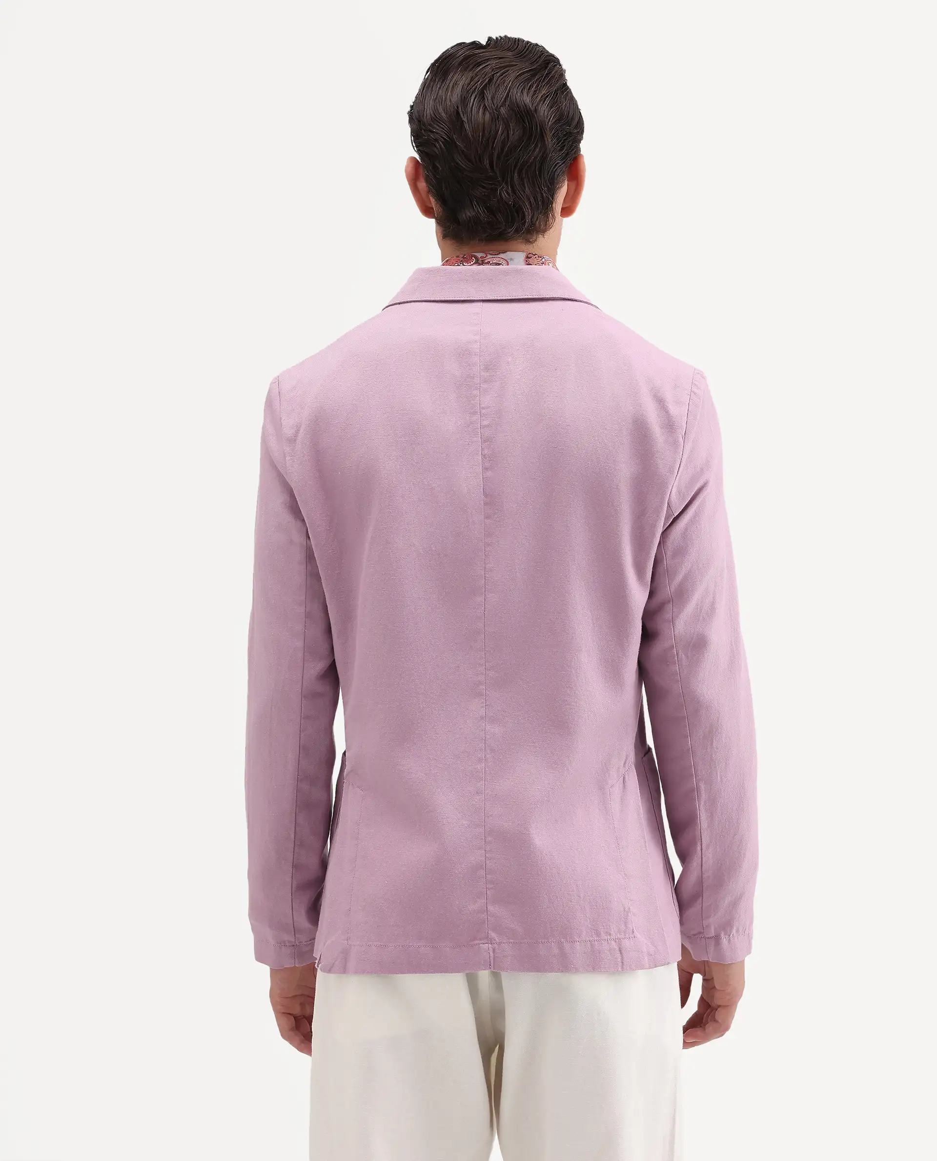 Rare Rabbit Men's Deb Dusky Pink Linen Blend Fabric Lapel Neck Tailored Fit Plain Blazer - Image 7
