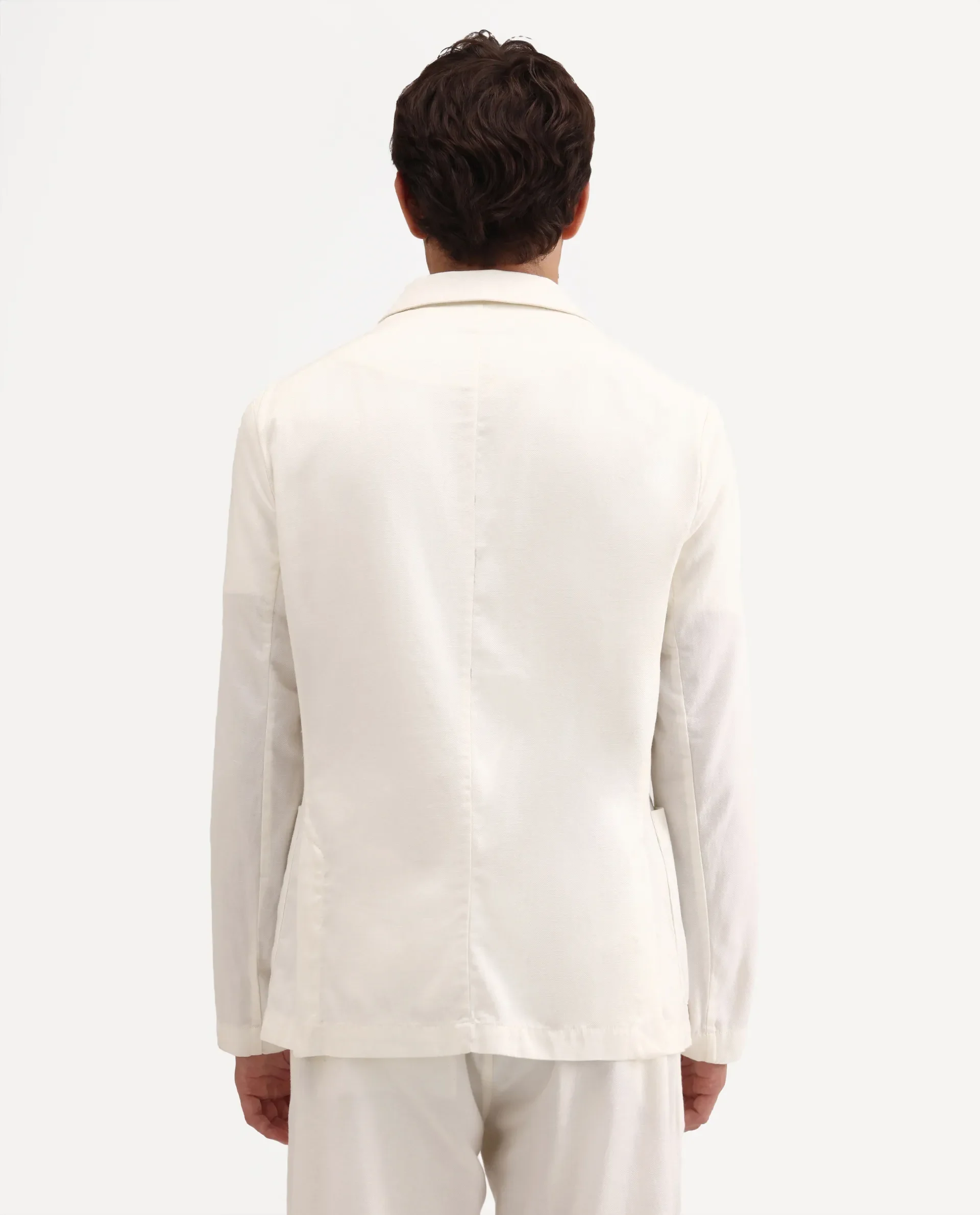 Rare Rabbit Men's Deb Off White Linen Blend Fabric Lapel Neck Tailored Fit Plain Blazer - Image 7