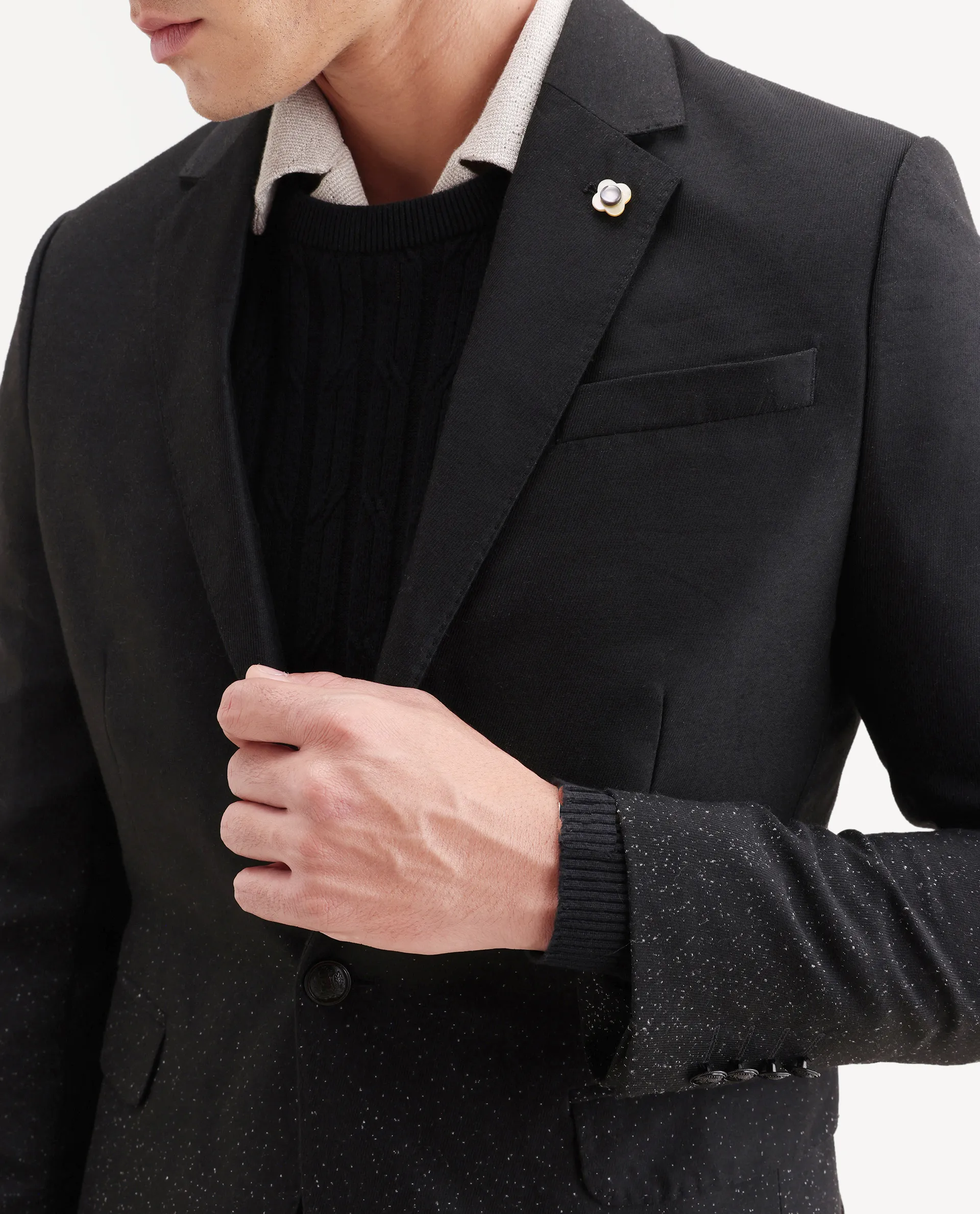 Rare Rabbit Men's Debra Black Polyester Plain Tailored Fit Full Sleeve Lapel Neck Blazer - Image 3