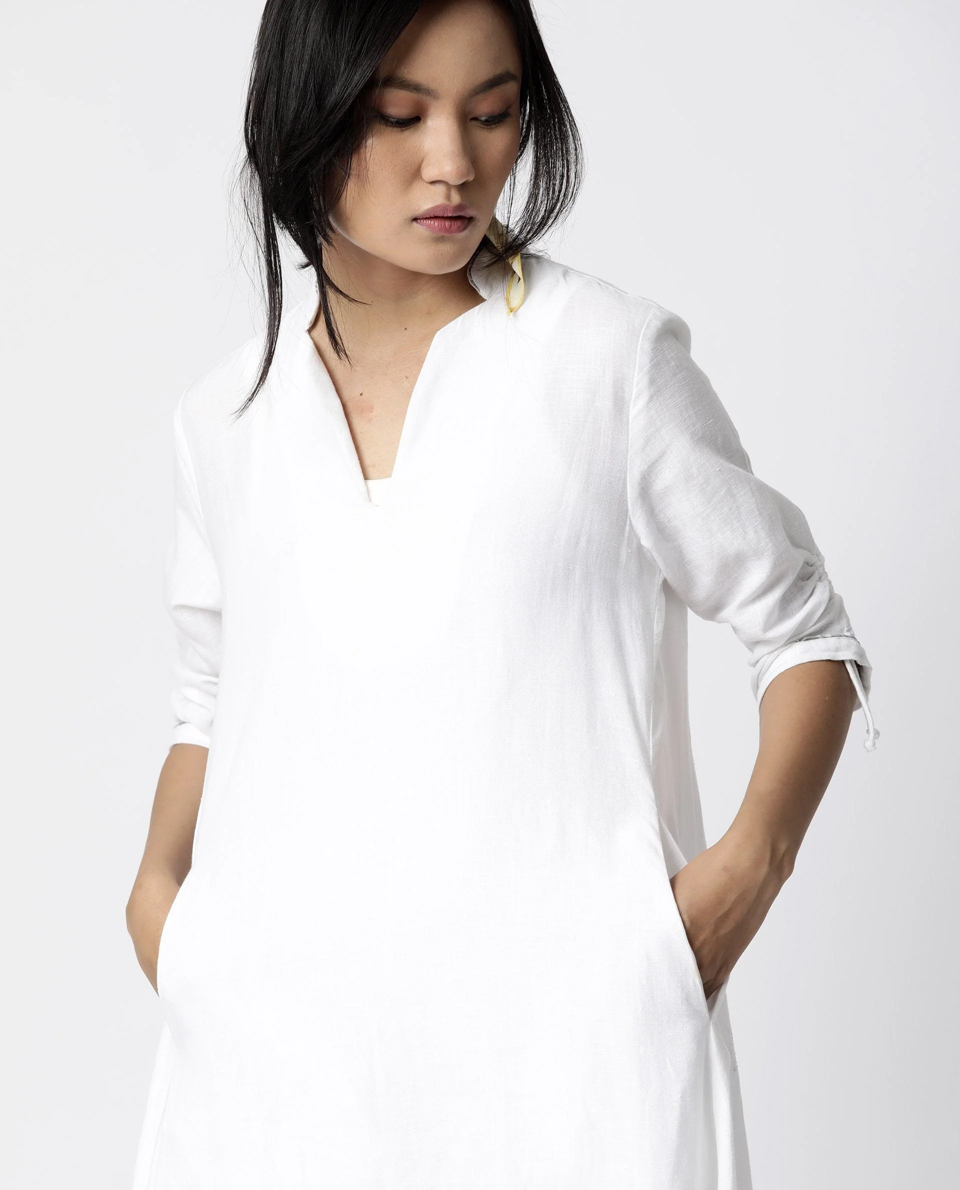 Rareism Women Deca White Dress Short Sleeves Solid - Image 2