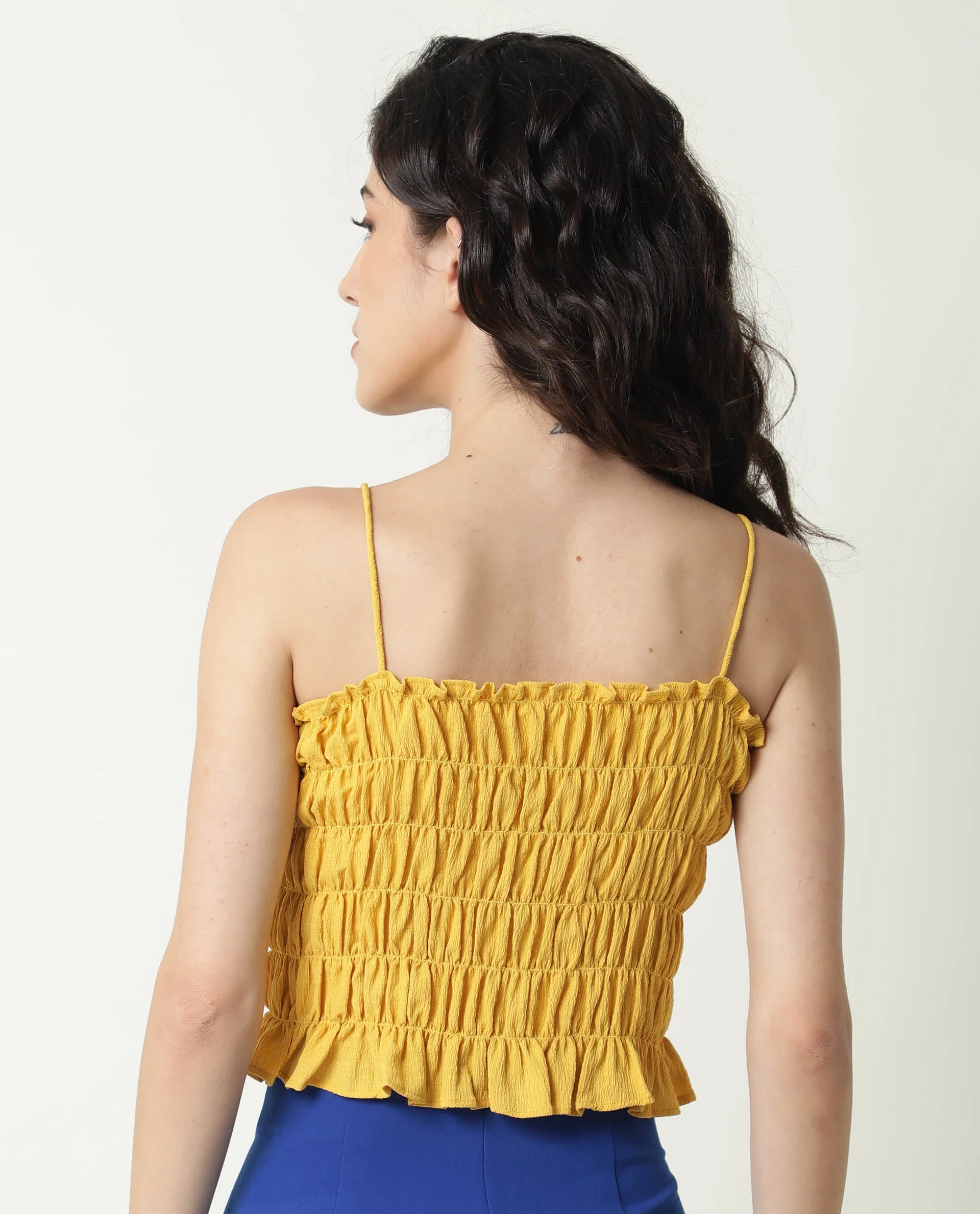 Rareism Women's Declan Yellow Tube Neck Plain Sleeveless Knee Length Tailored Top - Image 6