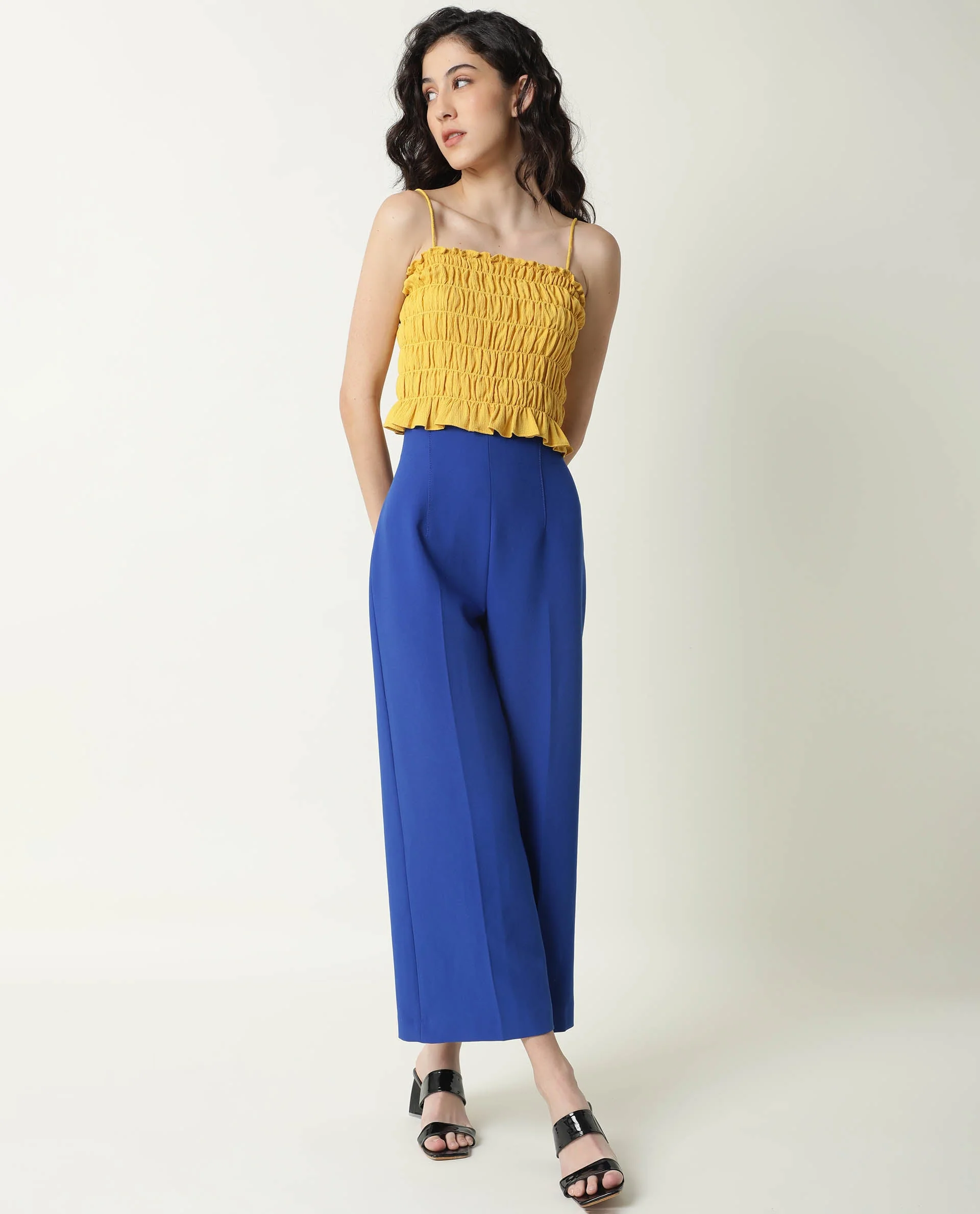 Rareism Women's Declan Yellow Tube Neck Plain Sleeveless Knee Length Tailored Top - Image 7