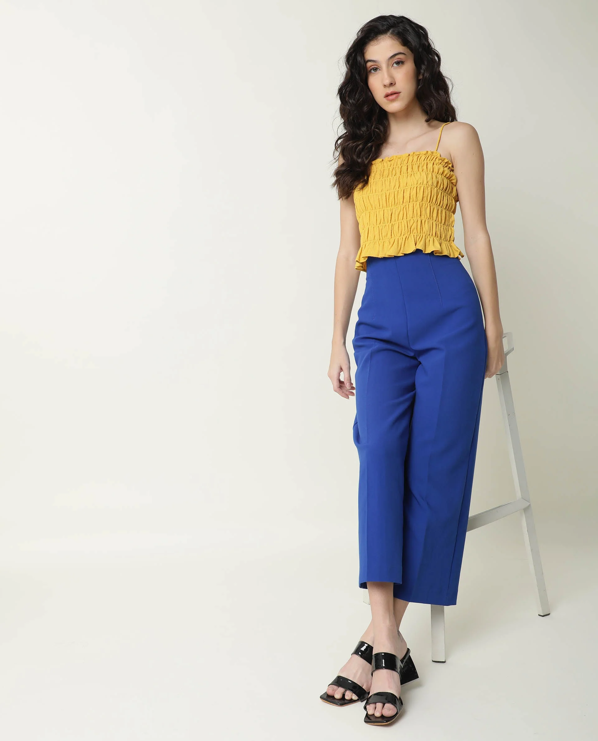 Rareism Women's Declan Yellow Tube Neck Plain Sleeveless Knee Length Tailored Top - Image 8