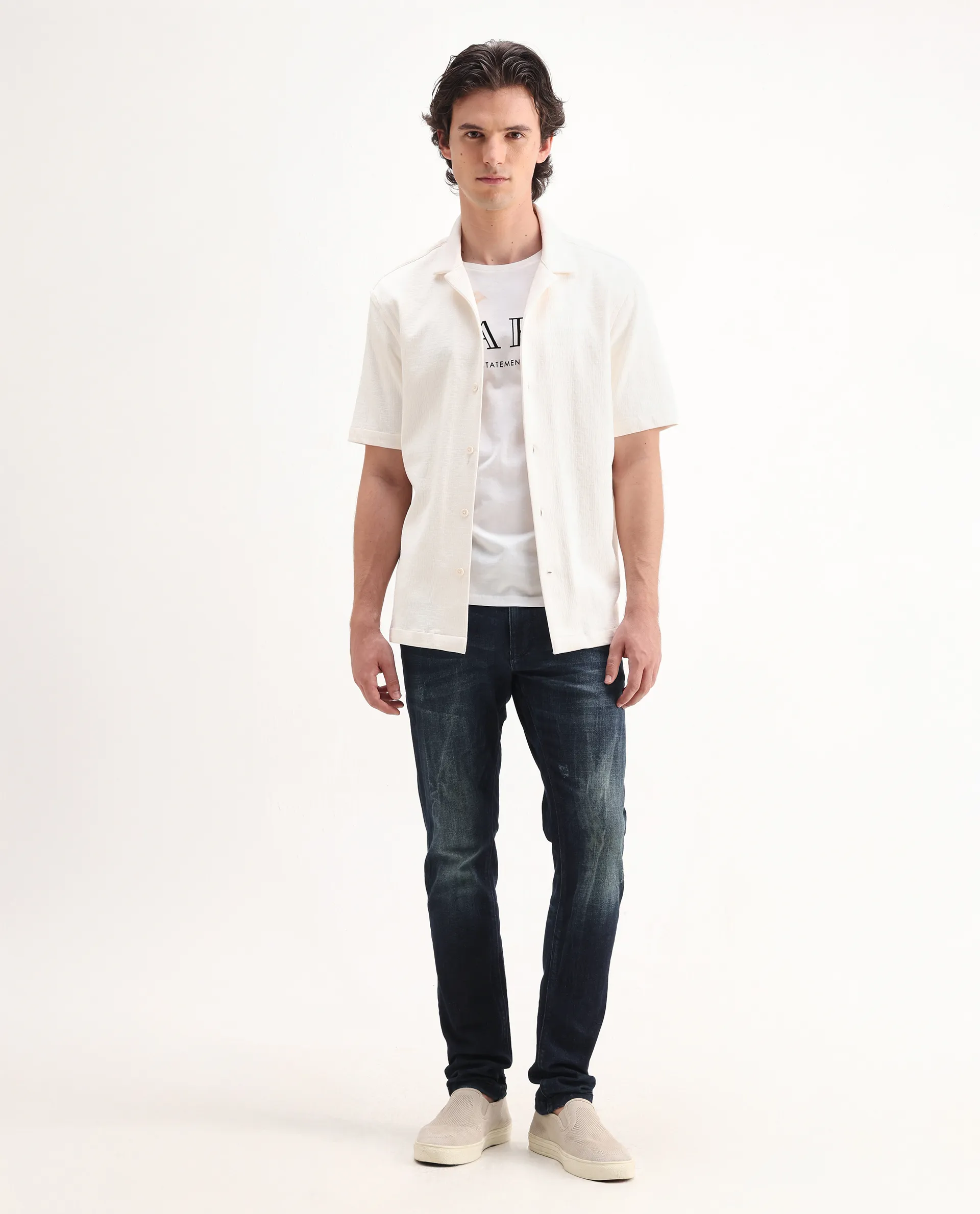 Rare Rabbit Men's Deigo Dark Blue Cotton Plain Hawk Slim Fit Jeans