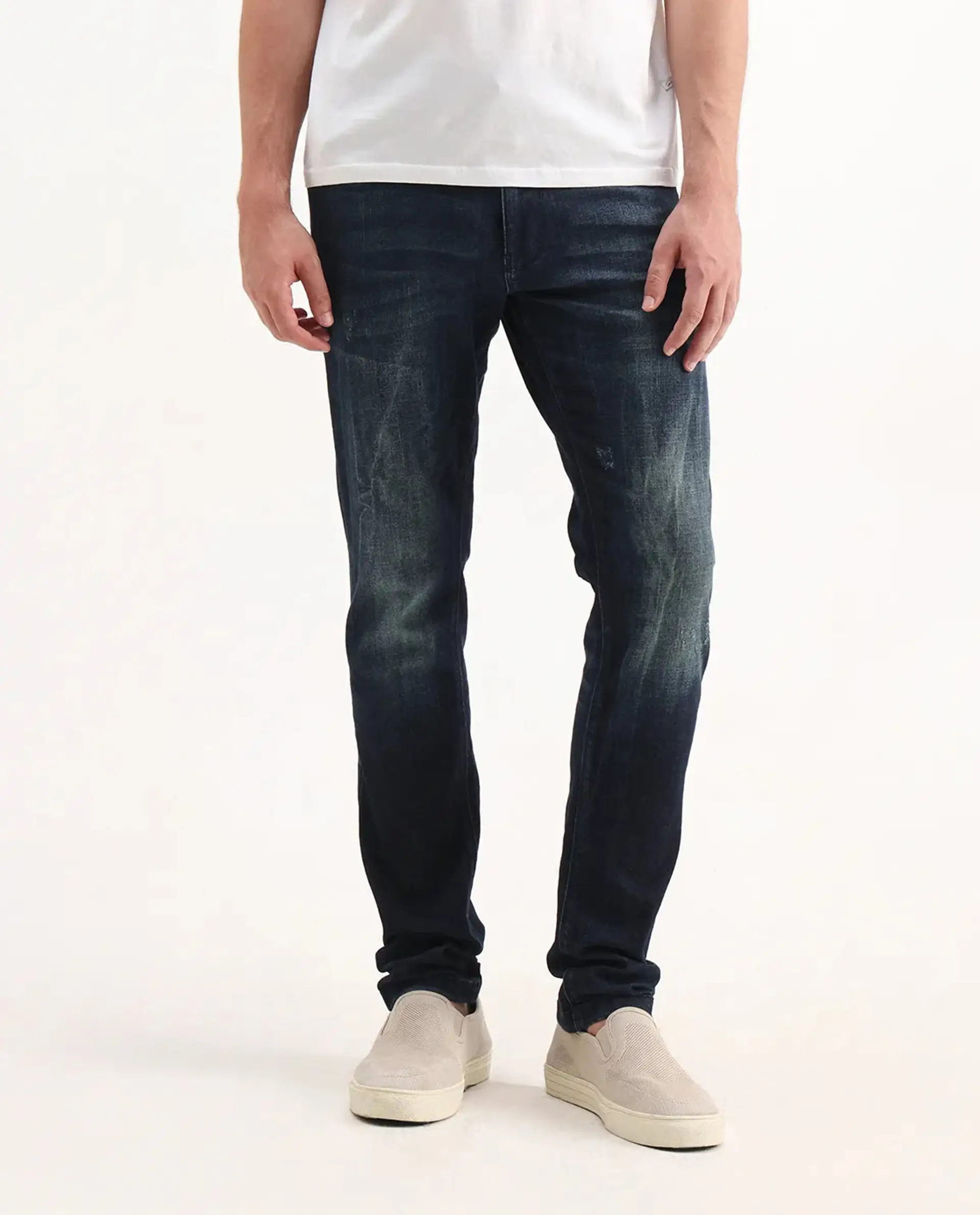 Rare Rabbit Men's Deigo Dark Blue Cotton Plain Hawk Slim Fit Jeans - Image 10
