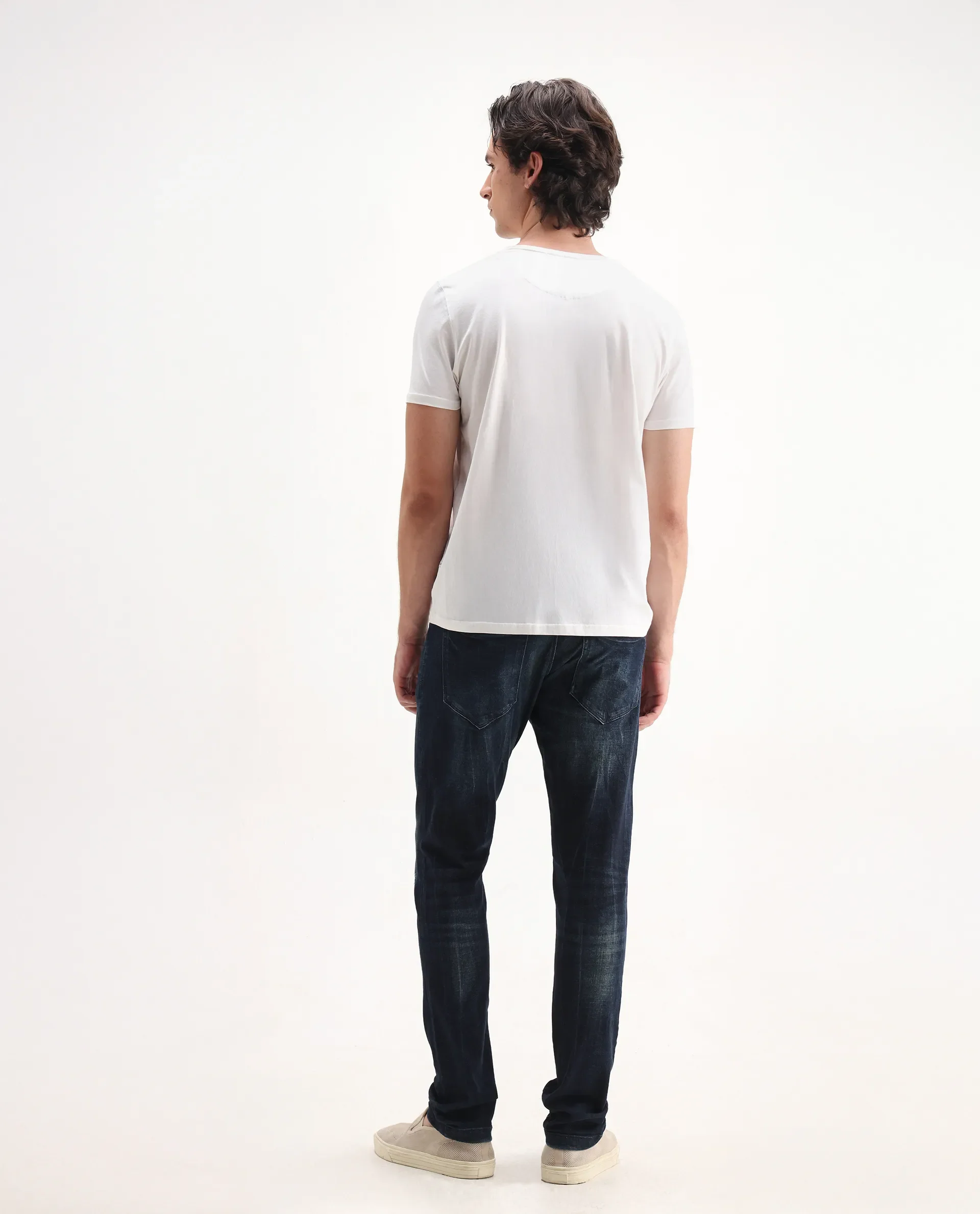 Rare Rabbit Men's Deigo Dark Blue Cotton Plain Hawk Slim Fit Jeans - Image 7