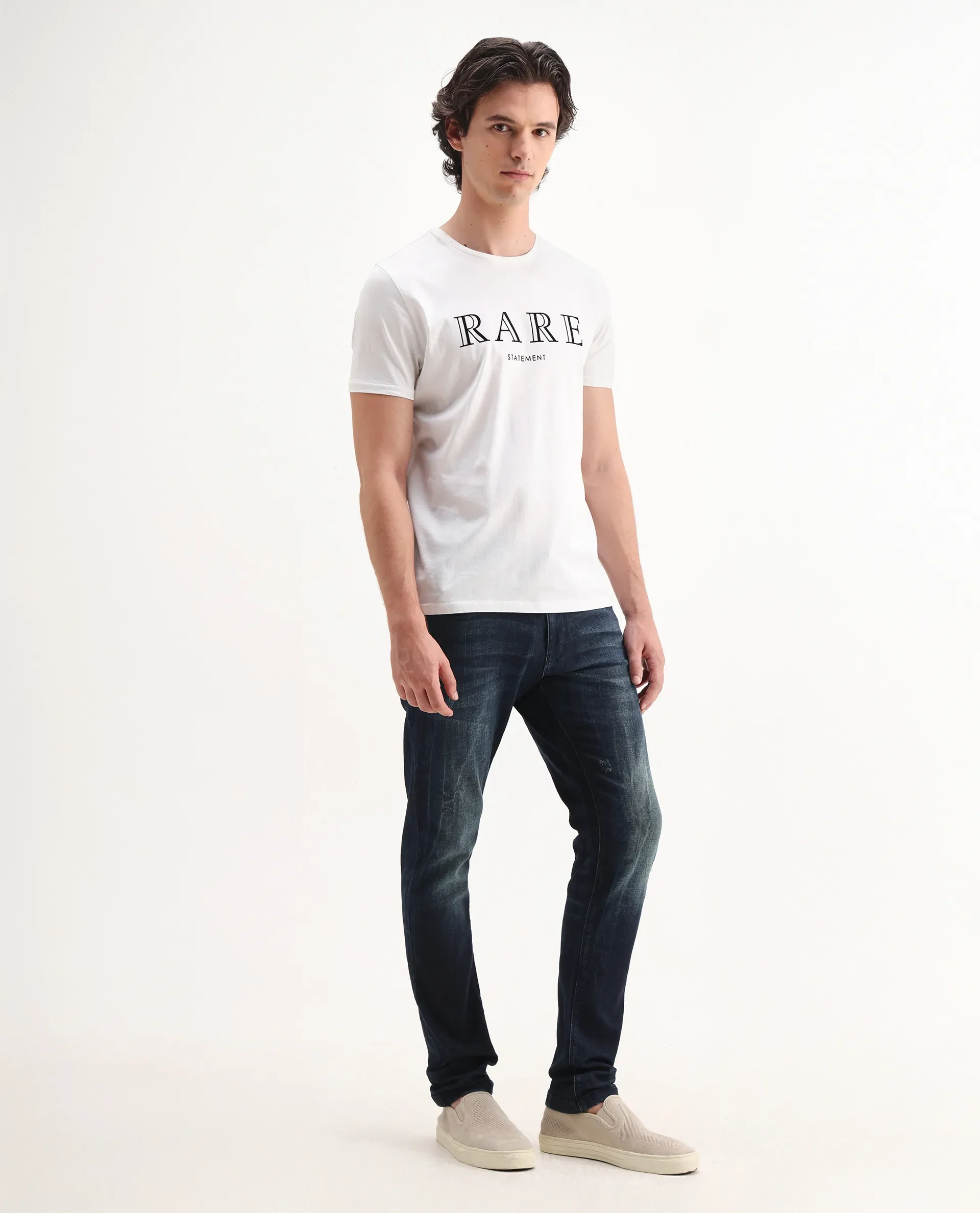 Rare Rabbit Men's Deigo Dark Blue Cotton Plain Hawk Slim Fit Jeans - Image 8