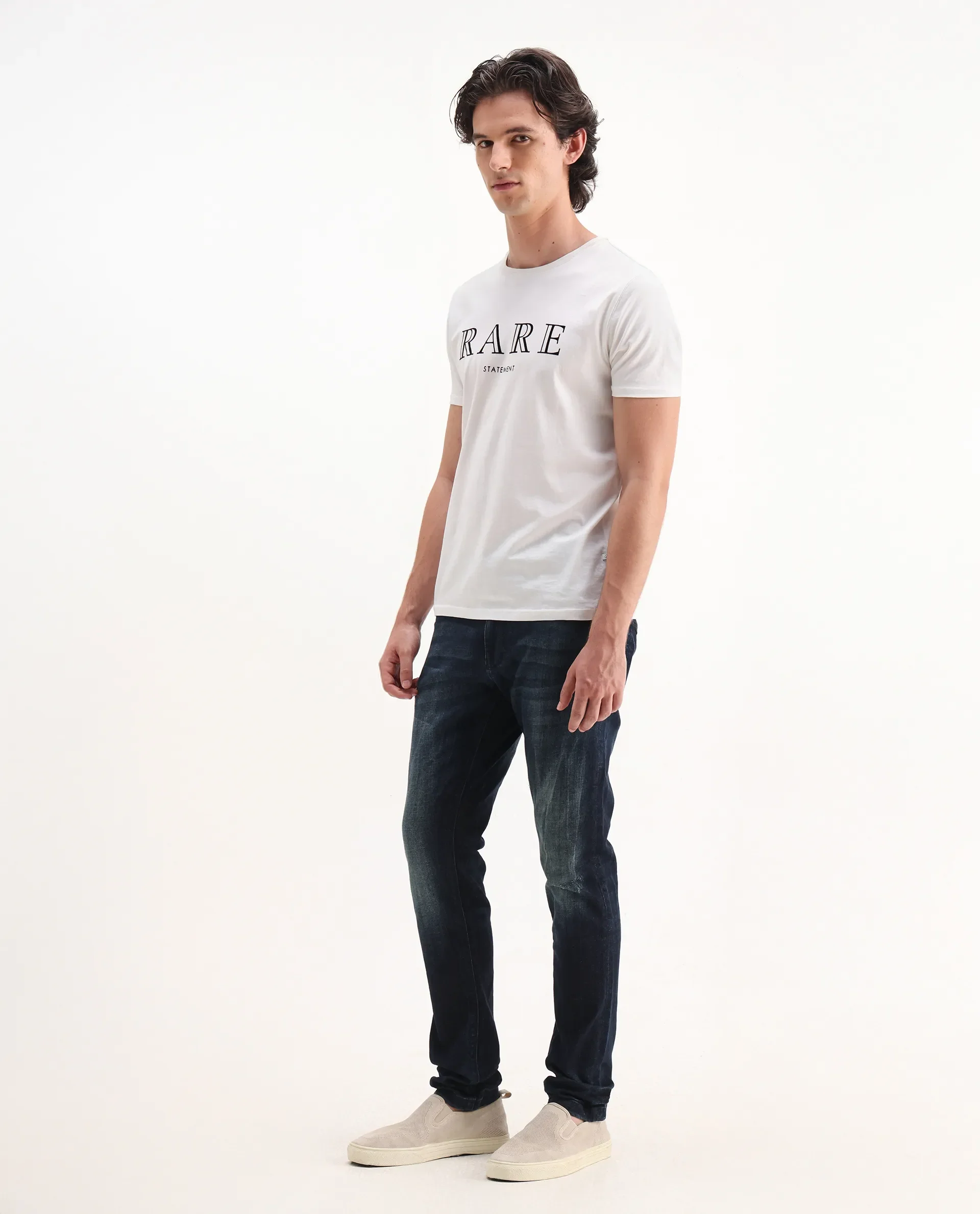 Rare Rabbit Men's Deigo Dark Blue Cotton Plain Hawk Slim Fit Jeans - Image 9