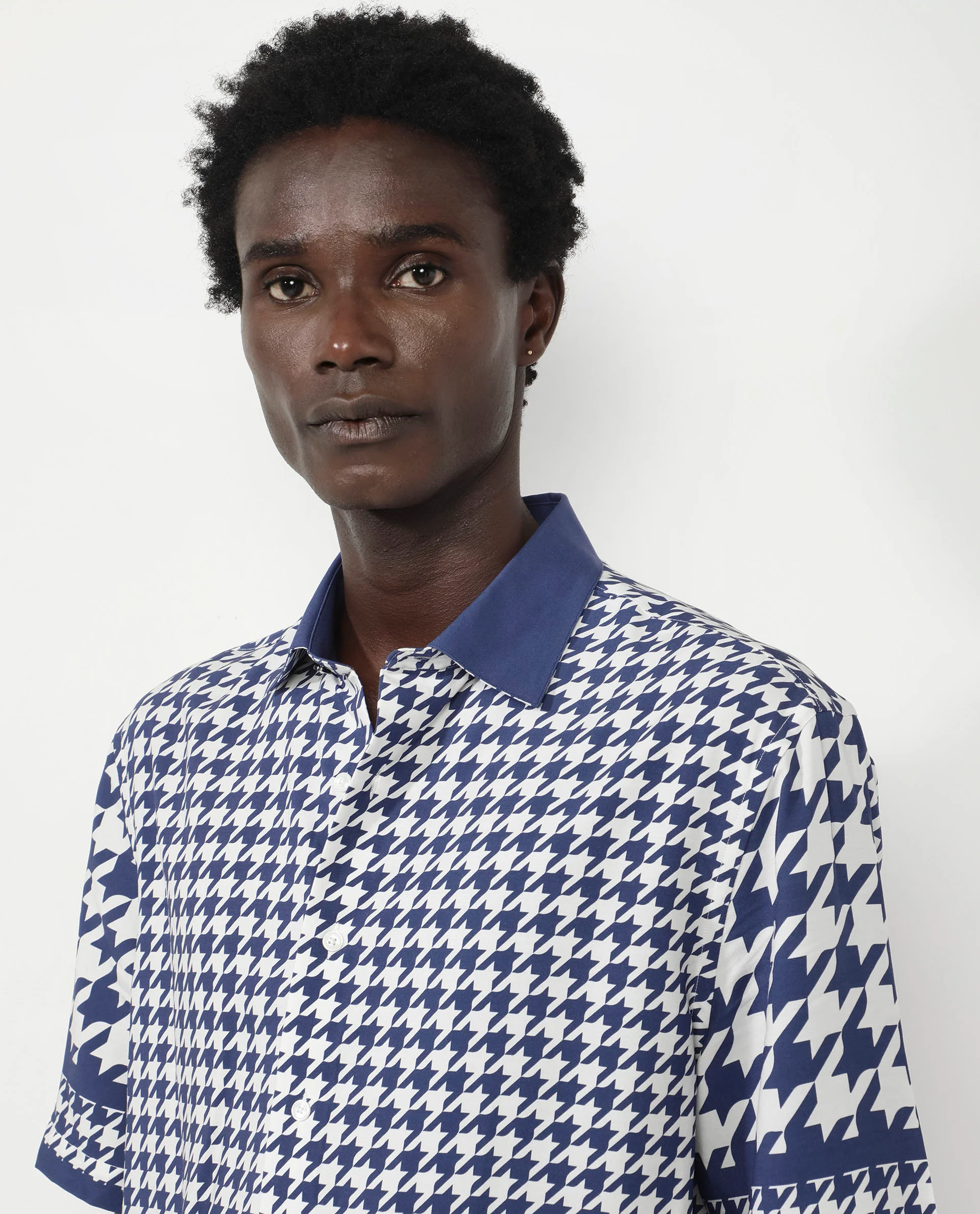 Rare Rabbit Men's Dejen Dark Blue Viscose Graphic Print Boxy Fit Half Sleeve Collared Shirt - Image 5