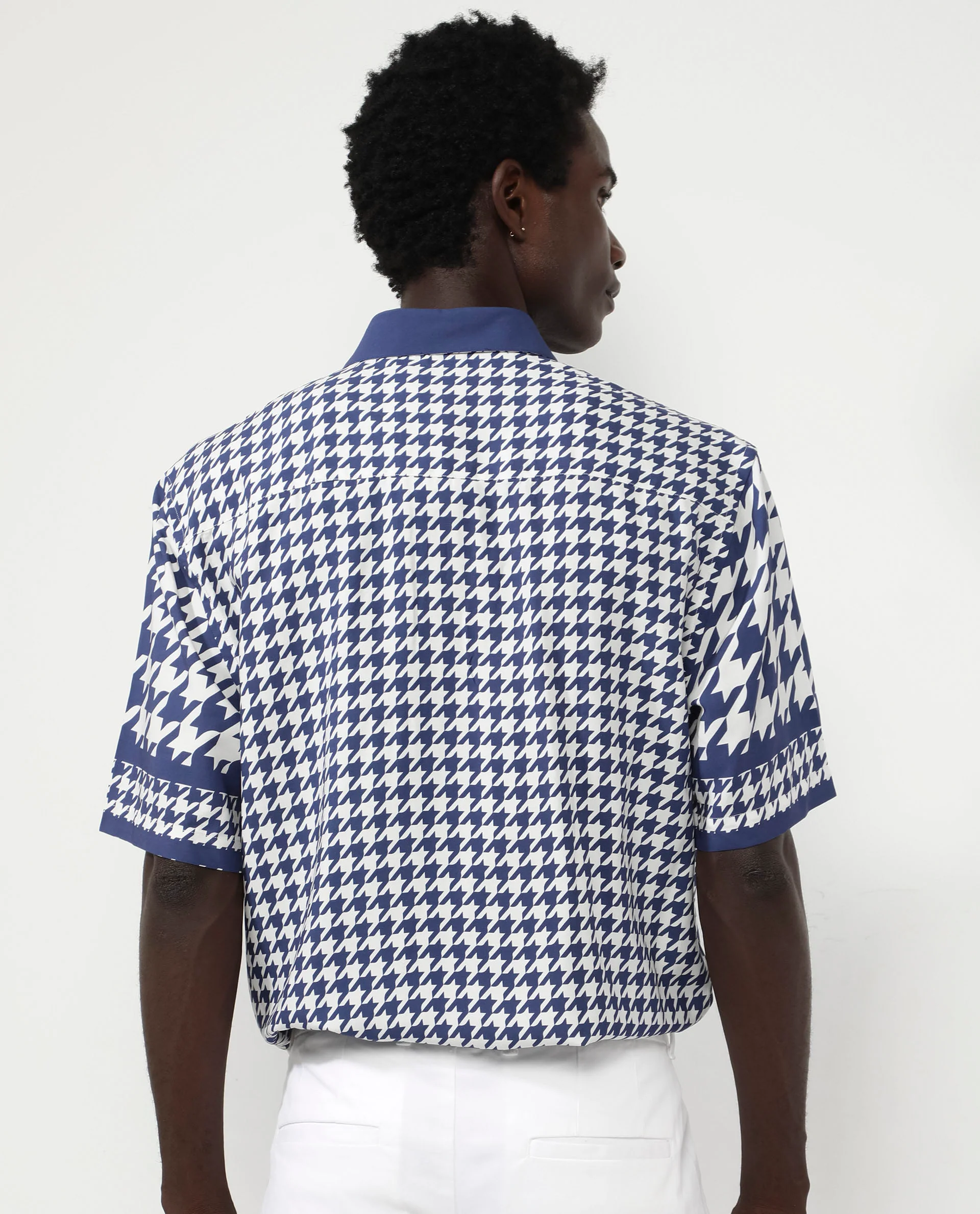 Rare Rabbit Men's Dejen Dark Blue Viscose Graphic Print Boxy Fit Half Sleeve Collared Shirt - Image 8