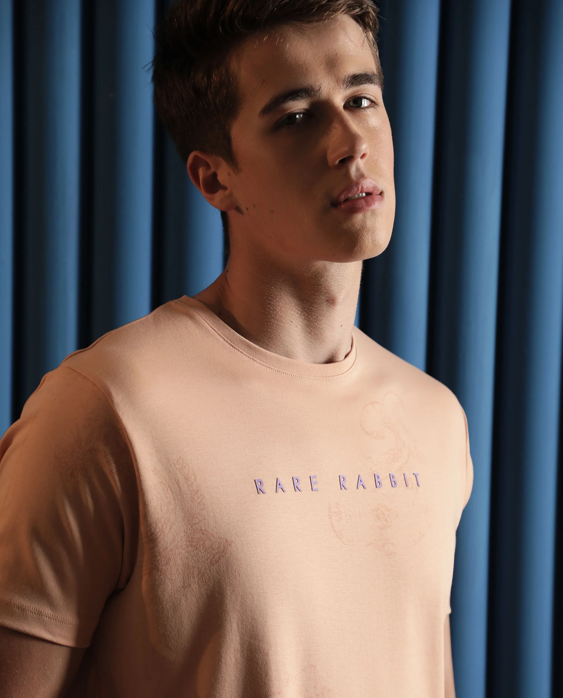 Rare Rabbit Men's Delic Peach Cotton Paisley Print Slim Fit Half Sleeve Crew Neck T-Shirt - Image 5