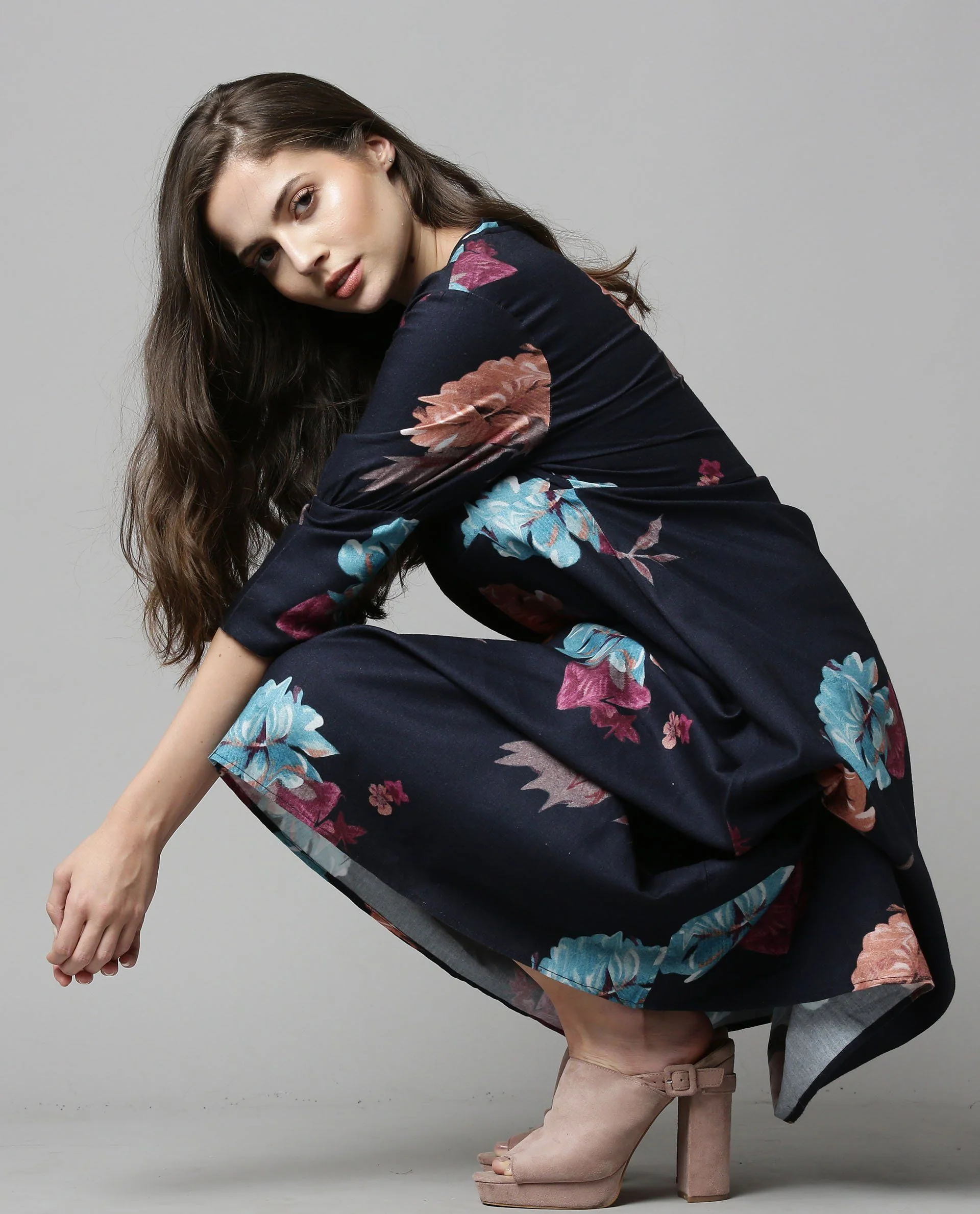 Rareism Women Delight Navy Dress Short Sleeves Printed - Image 2