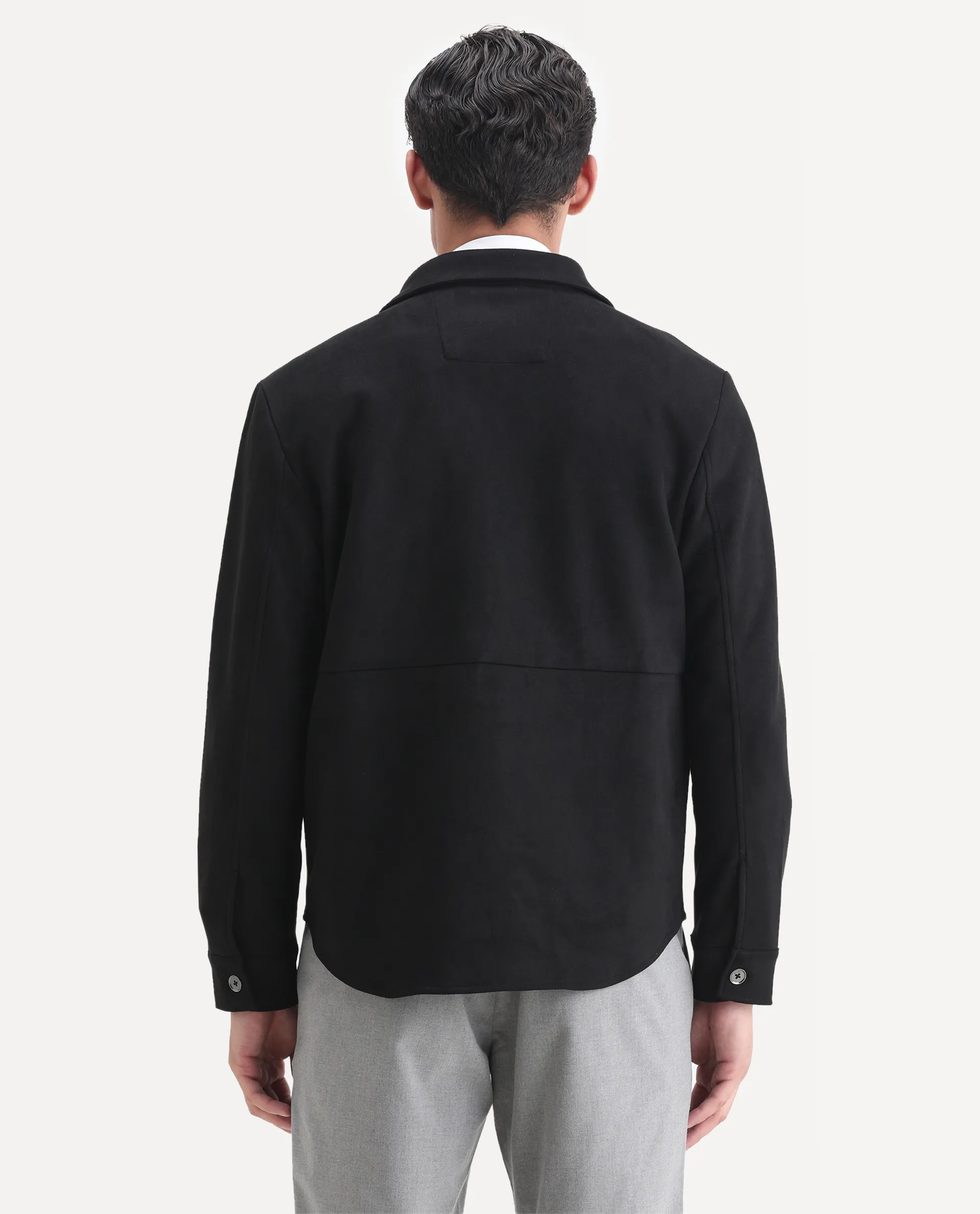 Rare Rabbit Men's Delk-2 Black Polyester Plain Regular Fit Full Sleeve Spread Collar Jacket - Image 7