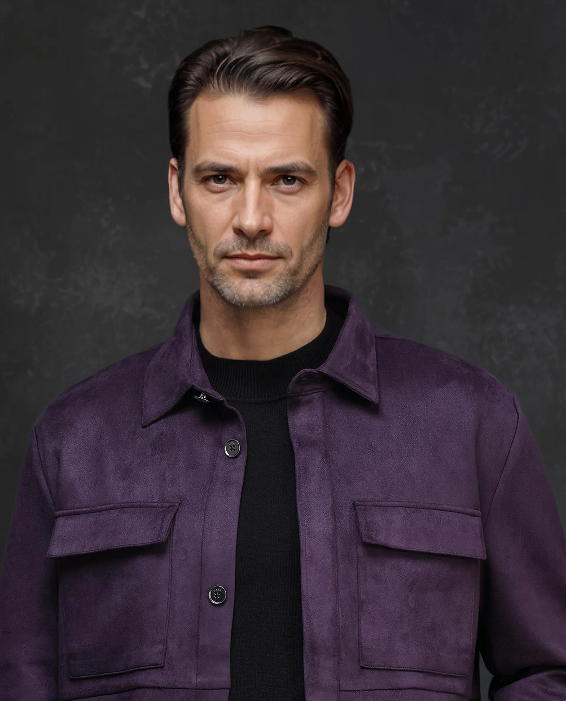 Rare Rabbit Men's Delk-2 Dark Purple Polyester Plain Regular Fit Full Sleeve Spread Collar Jacket - Image 8