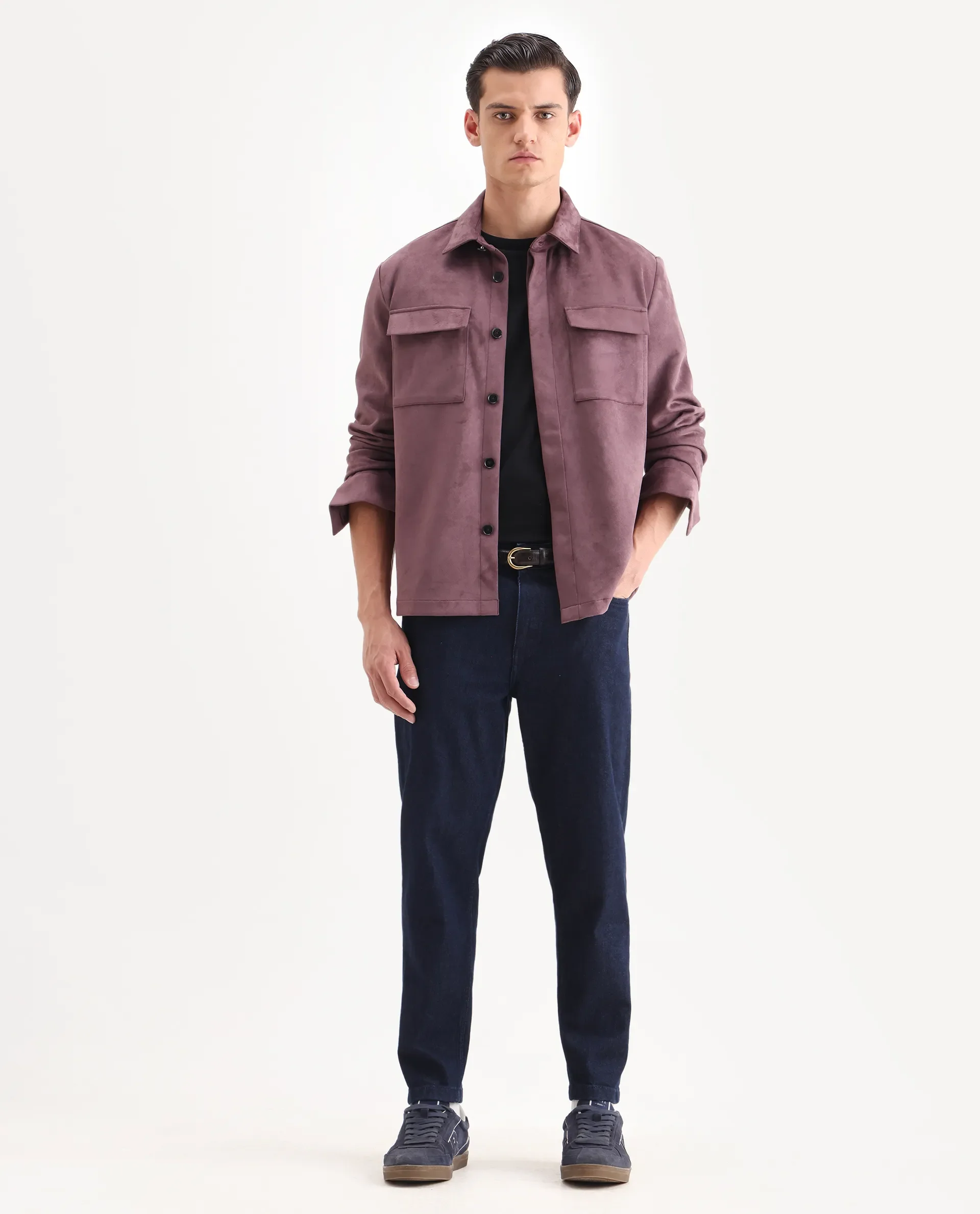 Rare Rabbit Men's Delk-25 Dusky Pink Polyester Blend Fabric Collared Neck Relaxed Plain Jacket - Image 2