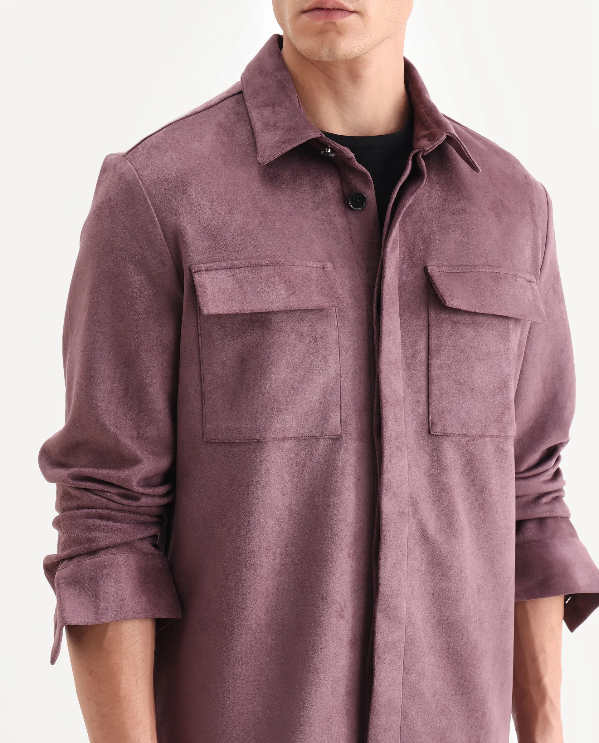 Rare Rabbit Men's Delk-25 Dusky Pink Polyester Blend Fabric Collared Neck Relaxed Plain Jacket - Image 3