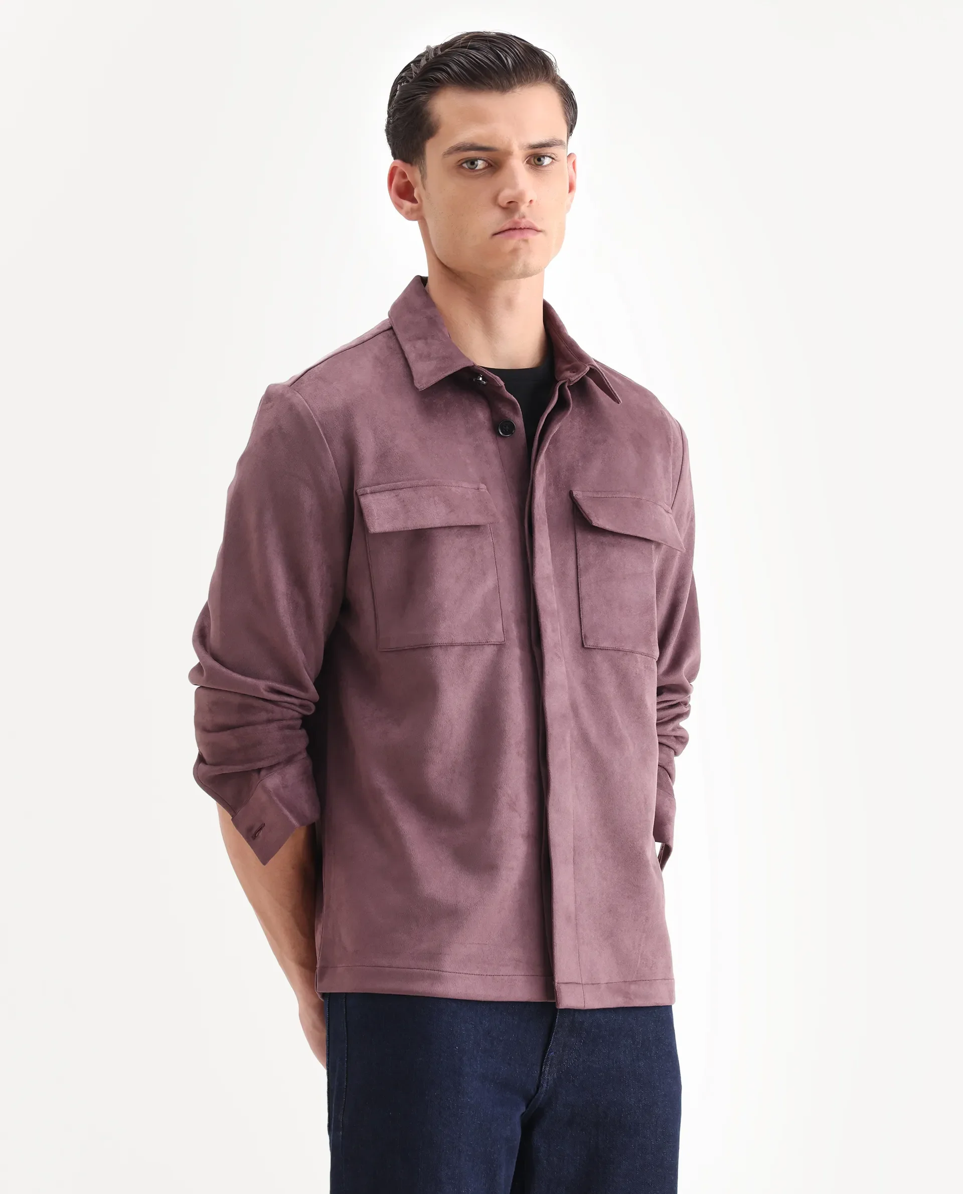 Rare Rabbit Men's Delk-25 Dusky Pink Polyester Blend Fabric Collared Neck Relaxed Plain Jacket - Image 6