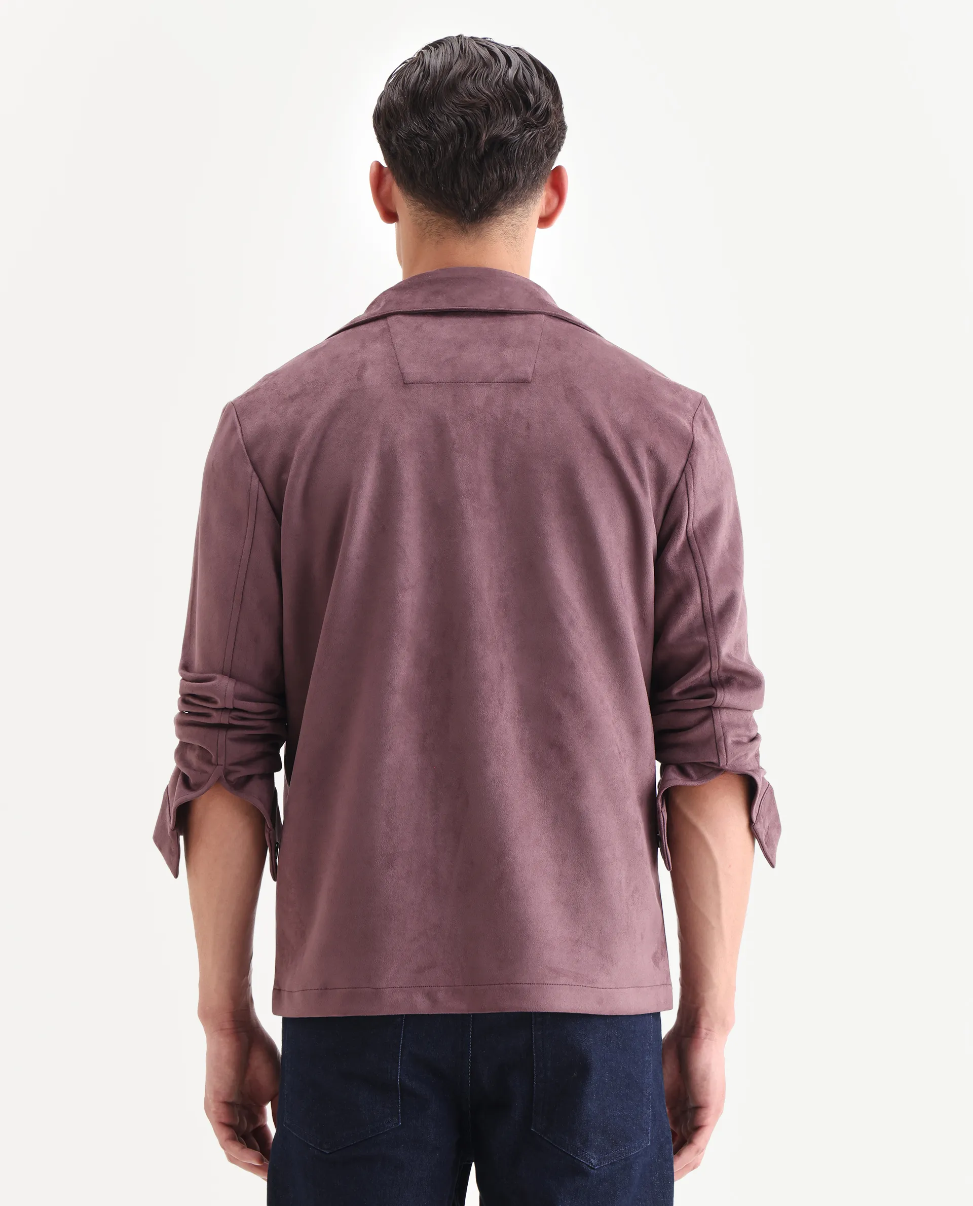 Rare Rabbit Men's Delk-25 Dusky Pink Polyester Blend Fabric Collared Neck Relaxed Plain Jacket - Image 7