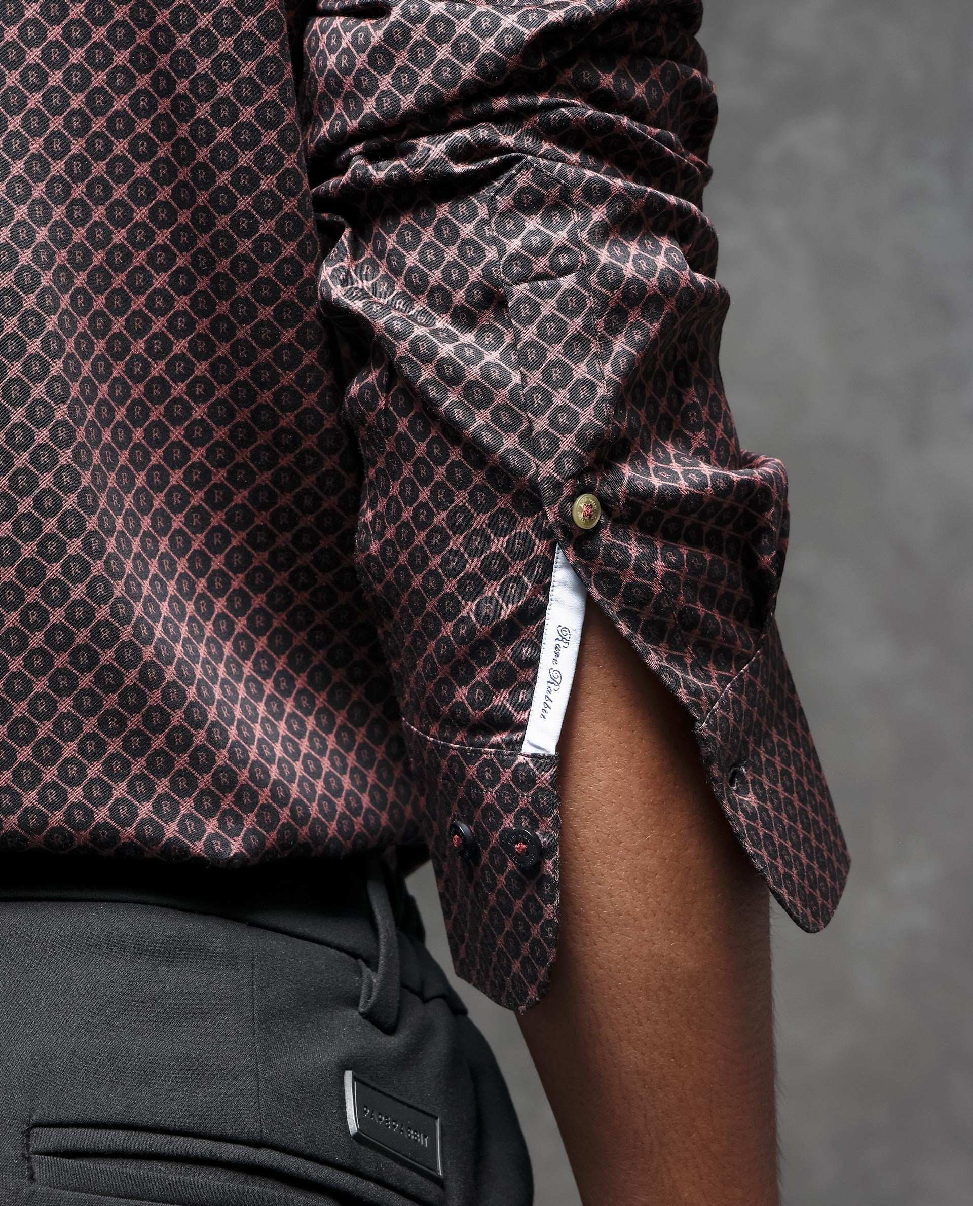 Rare Rabbit Men's Delky Black Cotton Monogram Print Regular Fit Full Sleeve Collared Shirt - Image 5