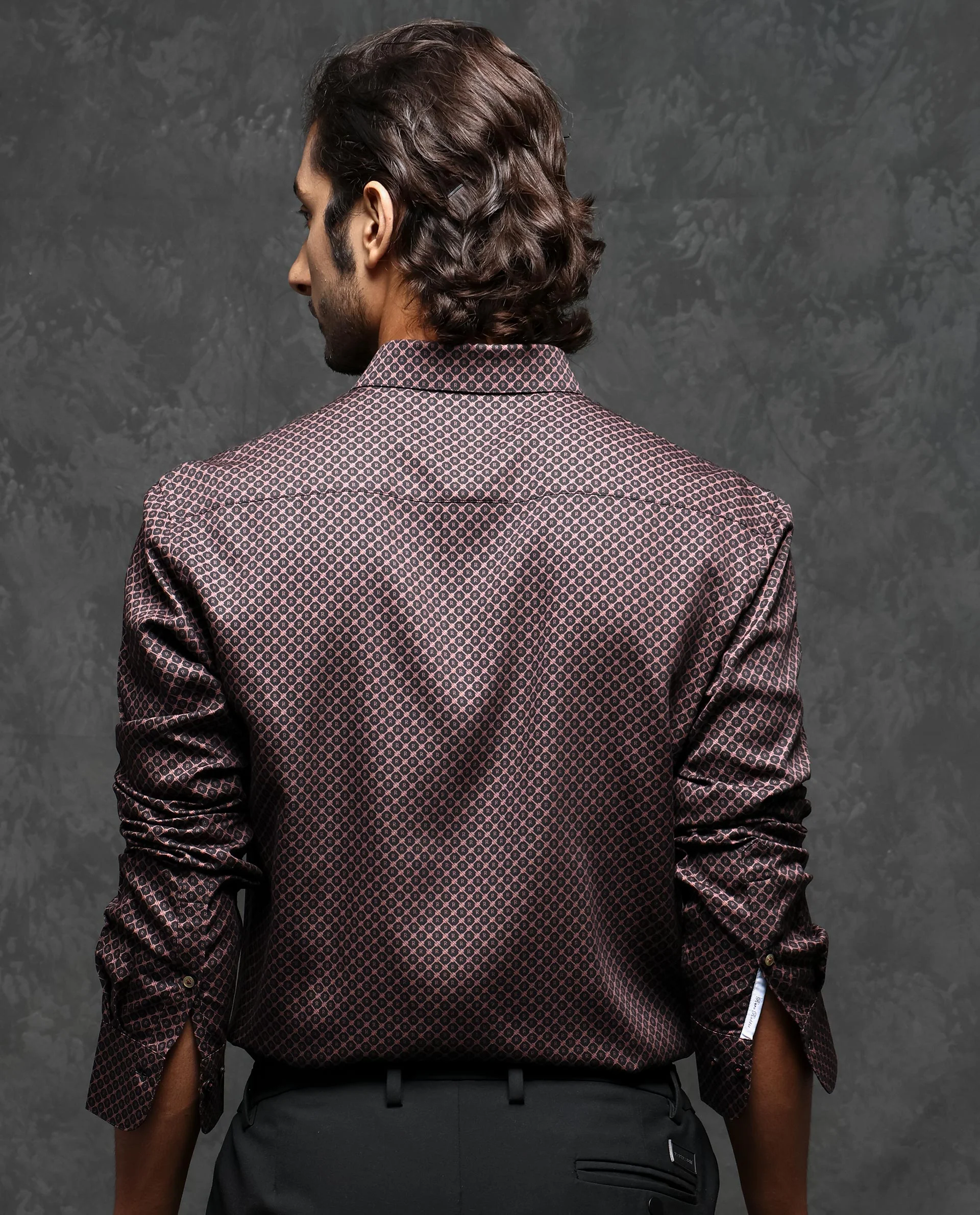 Rare Rabbit Men's Delky Black Cotton Monogram Print Regular Fit Full Sleeve Collared Shirt - Image 8