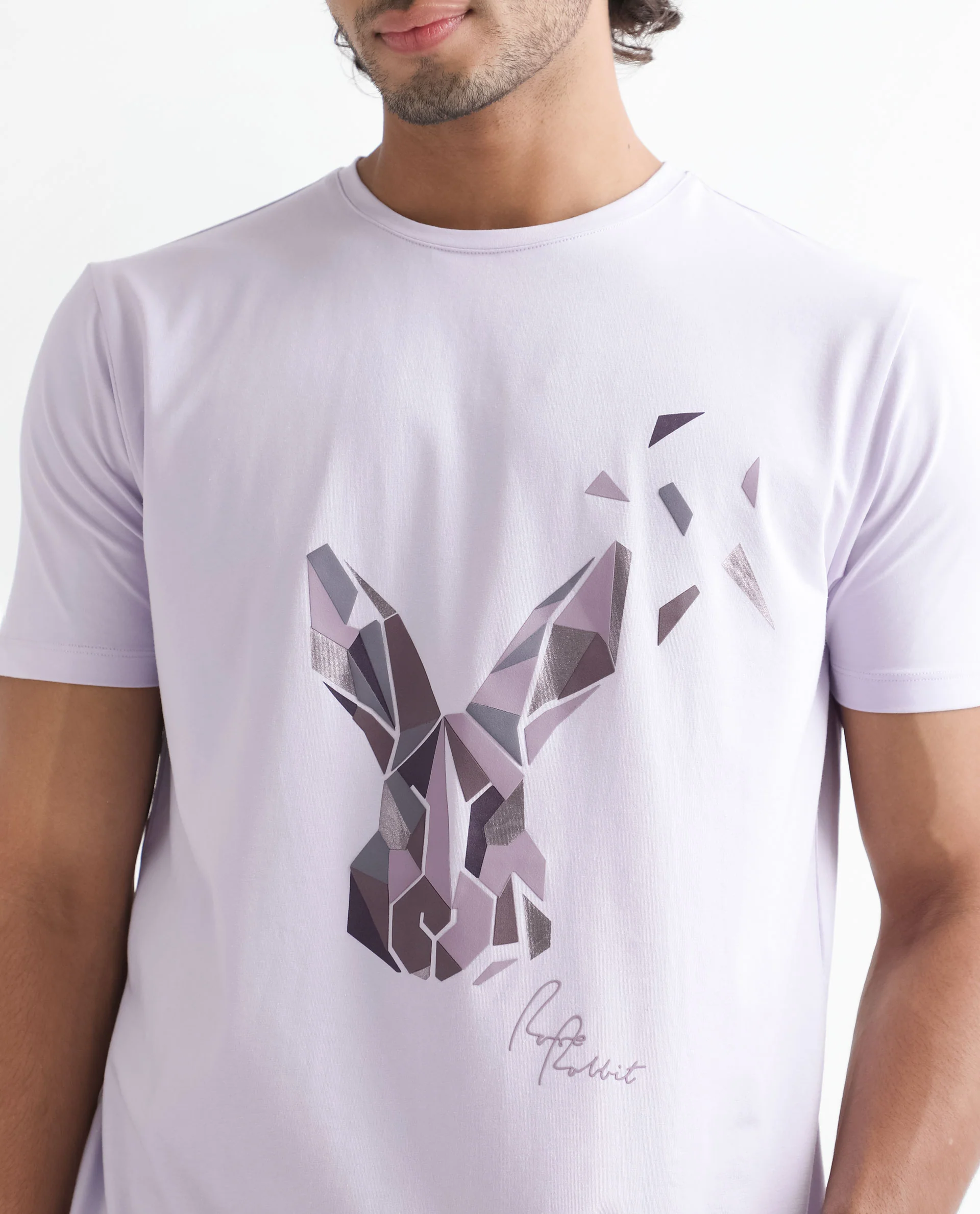 Rare Rabbit Men's Della Pastel Purple Regular Fit T-Shirt - Image 2