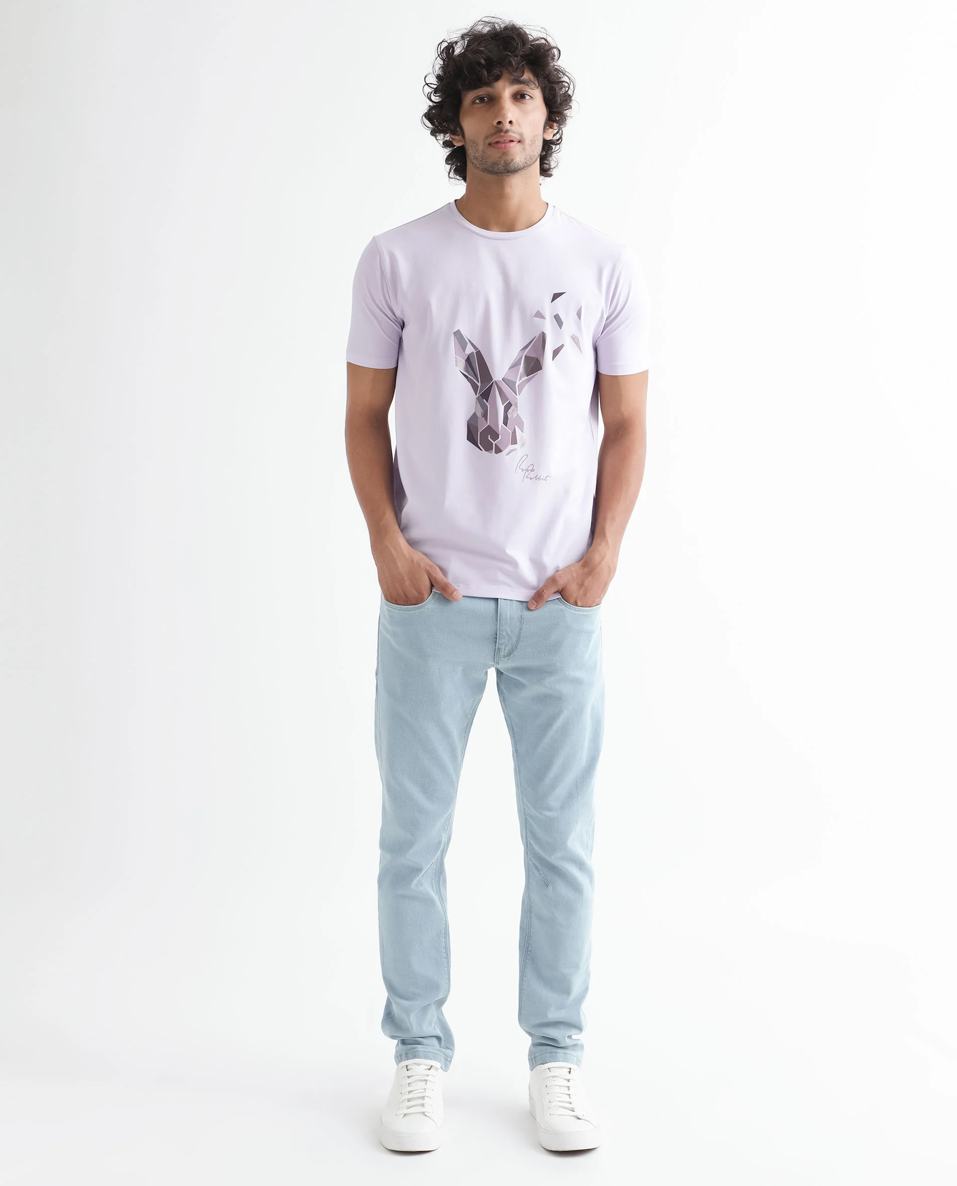 Rare Rabbit Men's Della Pastel Purple Regular Fit T-Shirt - Image 3