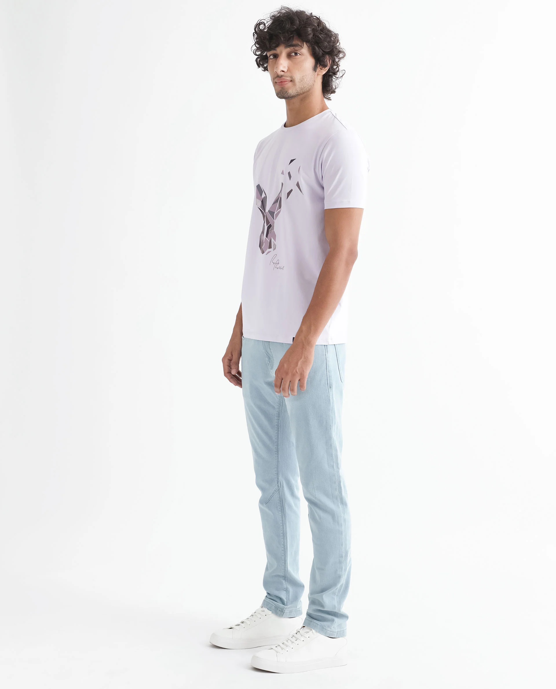 Rare Rabbit Men's Della Pastel Purple Regular Fit T-Shirt - Image 6