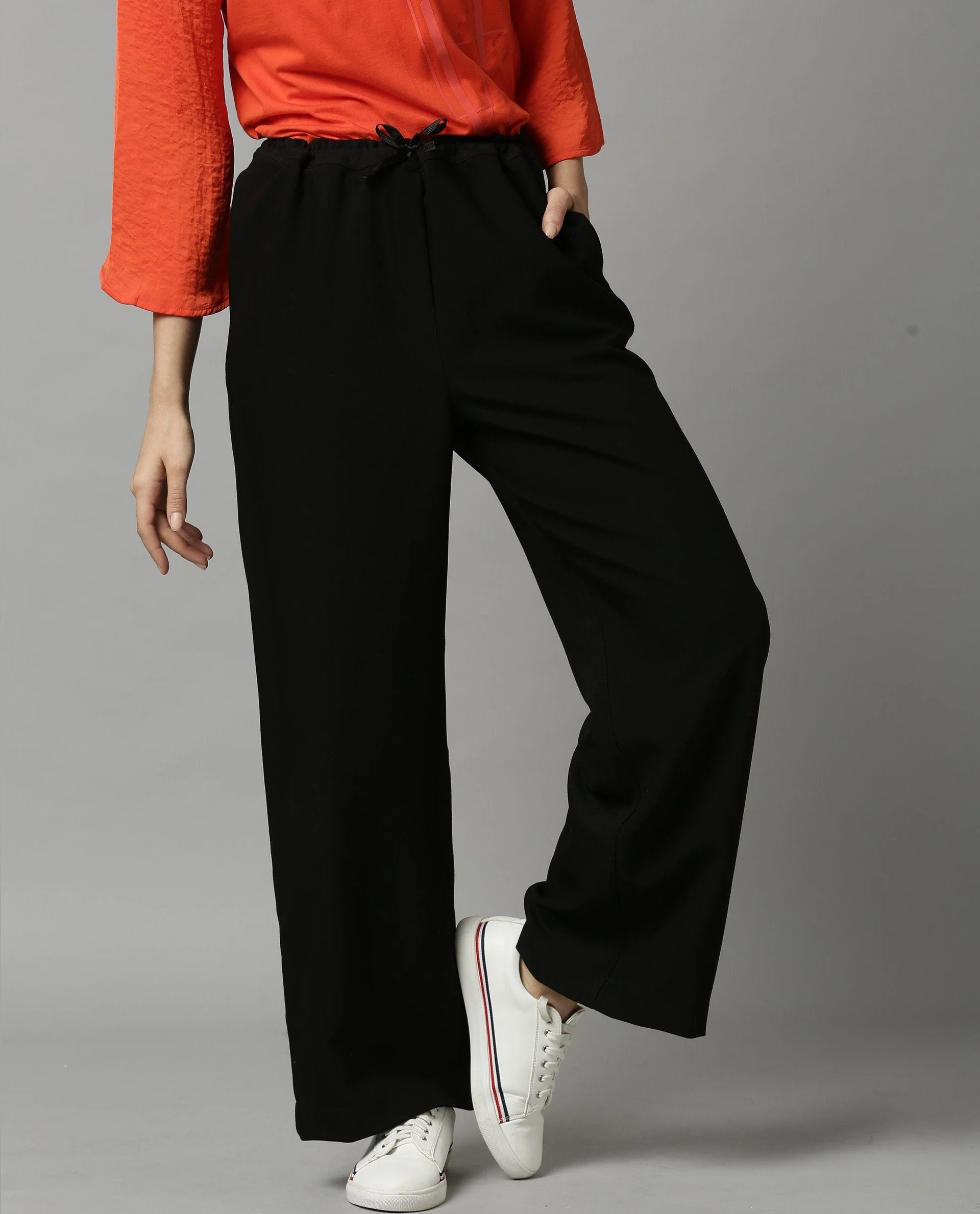 Rareism Women Delta Black Trousers Solid - Image 2