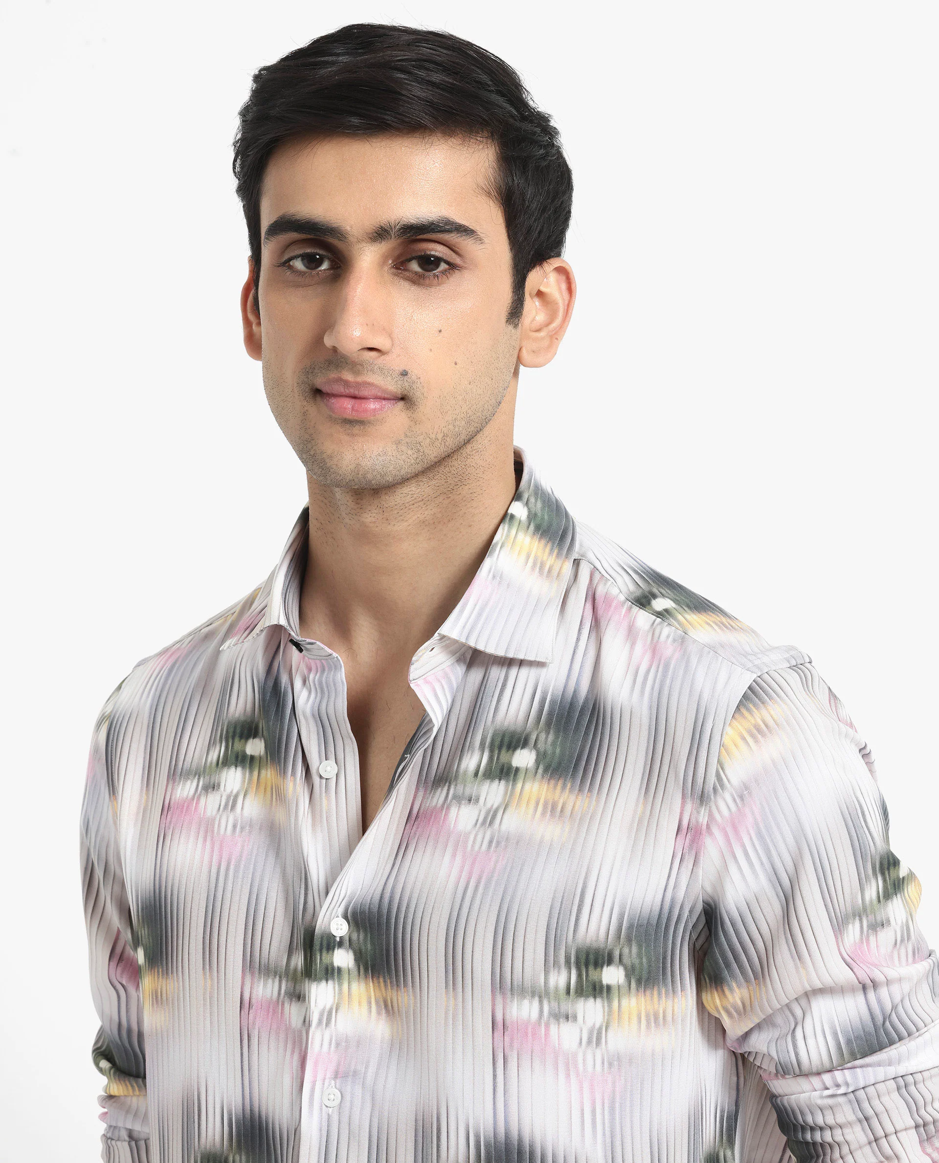 Rare Rabbit Men's Delune Dark Grey Viscose Abstract Print Regular Fit Full Sleeve Collared Shirt - Image 5