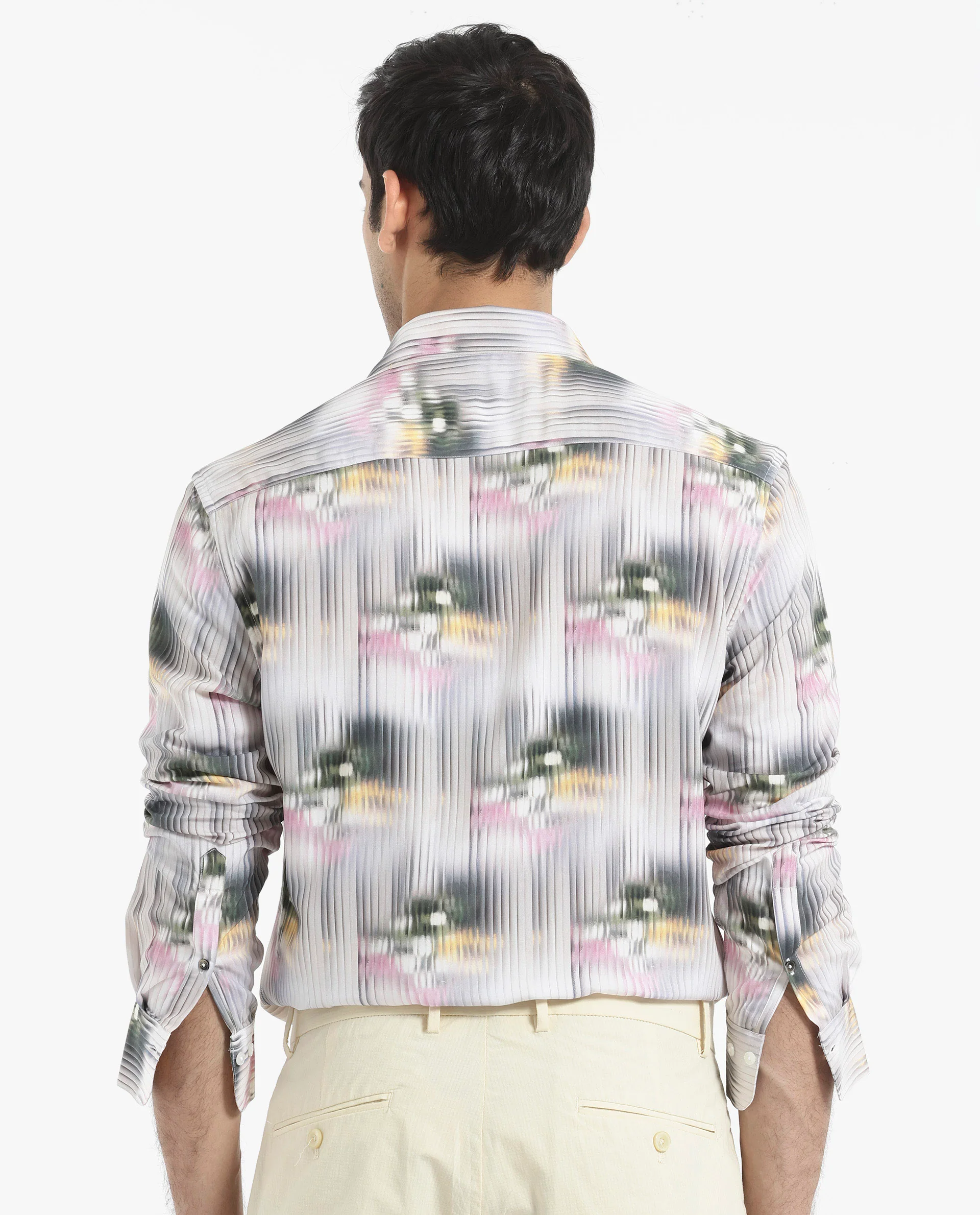 Rare Rabbit Men's Delune Dark Grey Viscose Abstract Print Regular Fit Full Sleeve Collared Shirt - Image 7