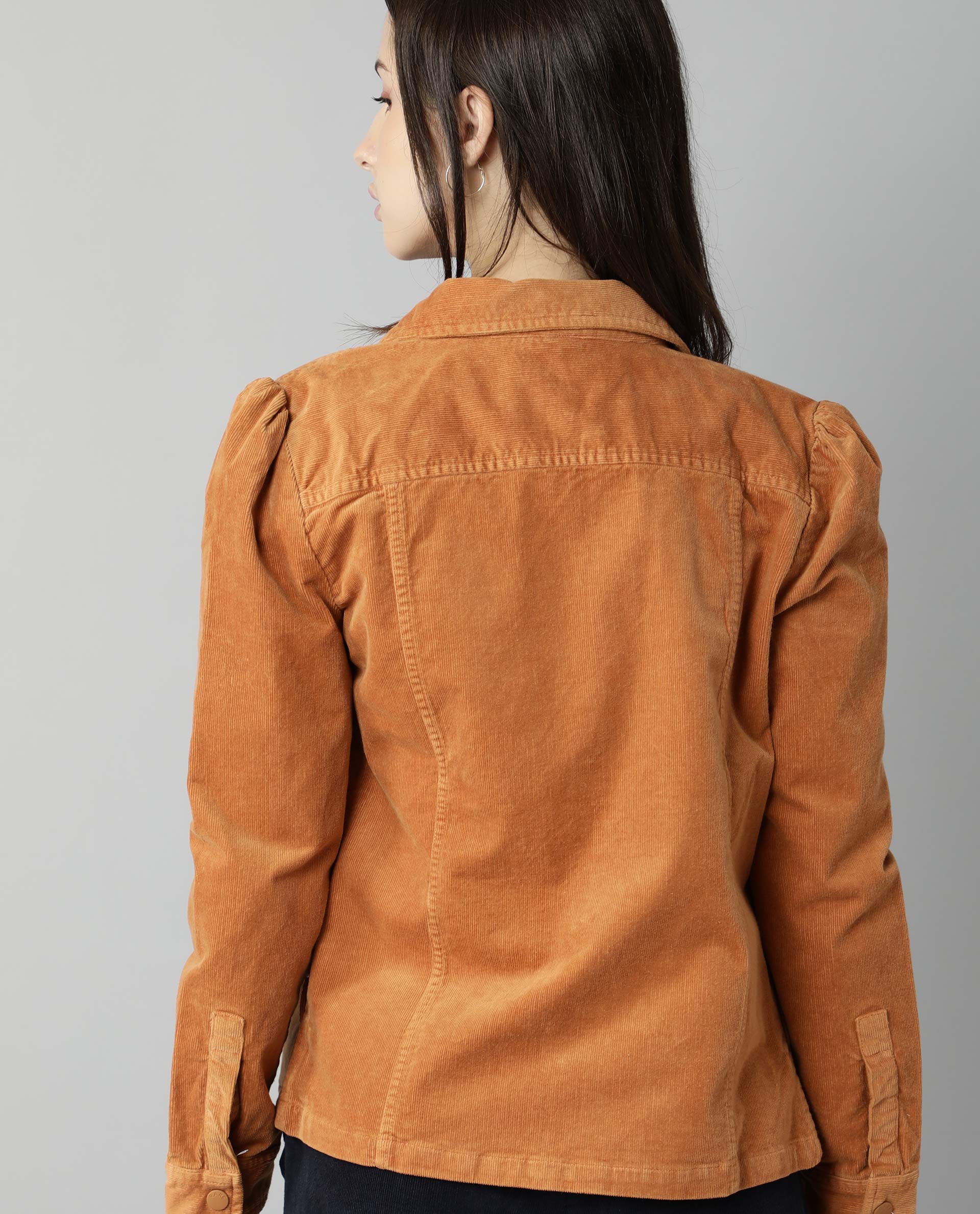 Rareism Women Delux Orange Jacket Full Sleeves Solid - Image 5