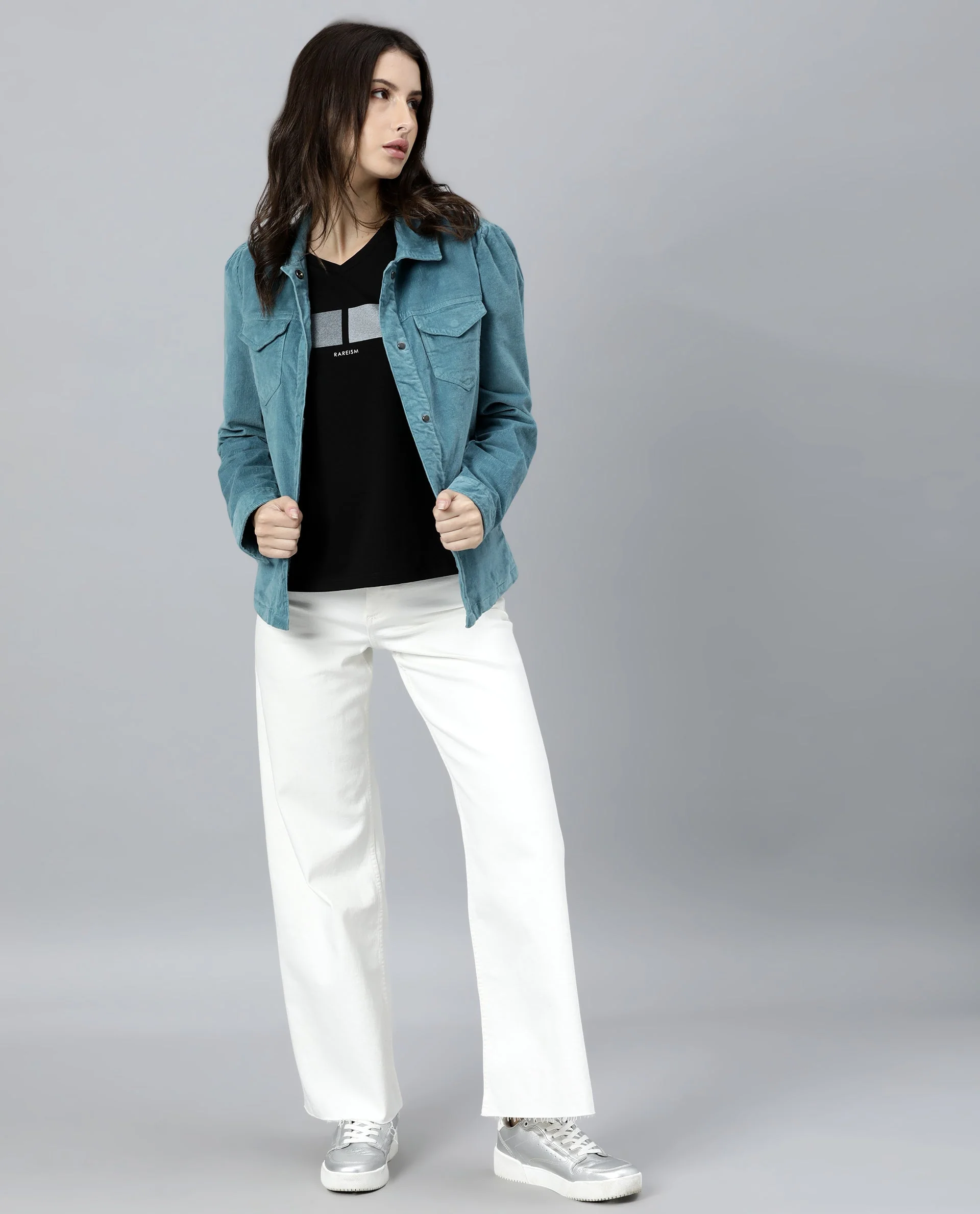 Rareism Women Delux Turq Jacket Full Sleeves Solid - Image 3