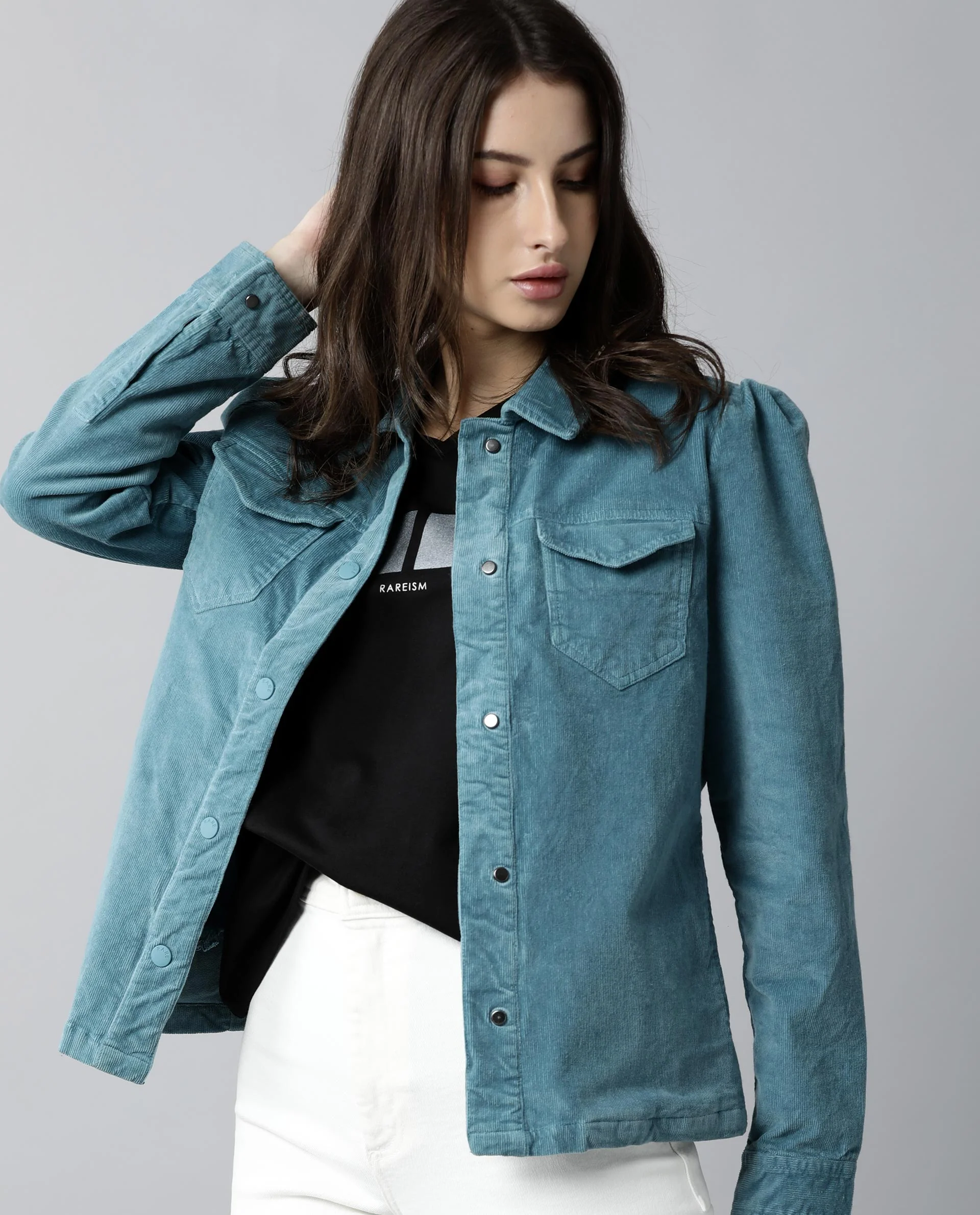 Rareism Women Delux Turq Jacket Full Sleeves Solid - Image 4